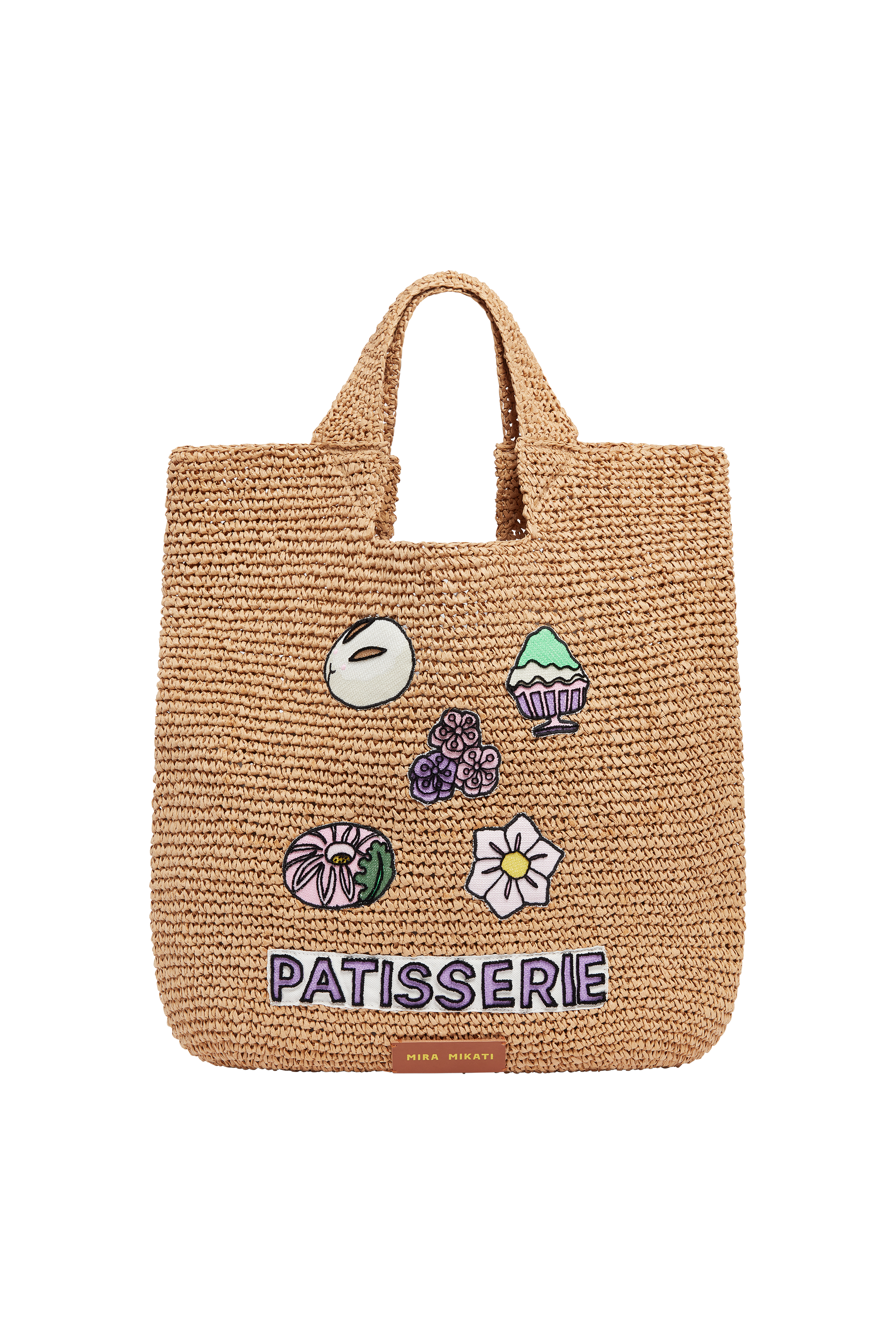 Raffia Bag With Japanese Sweet Patches