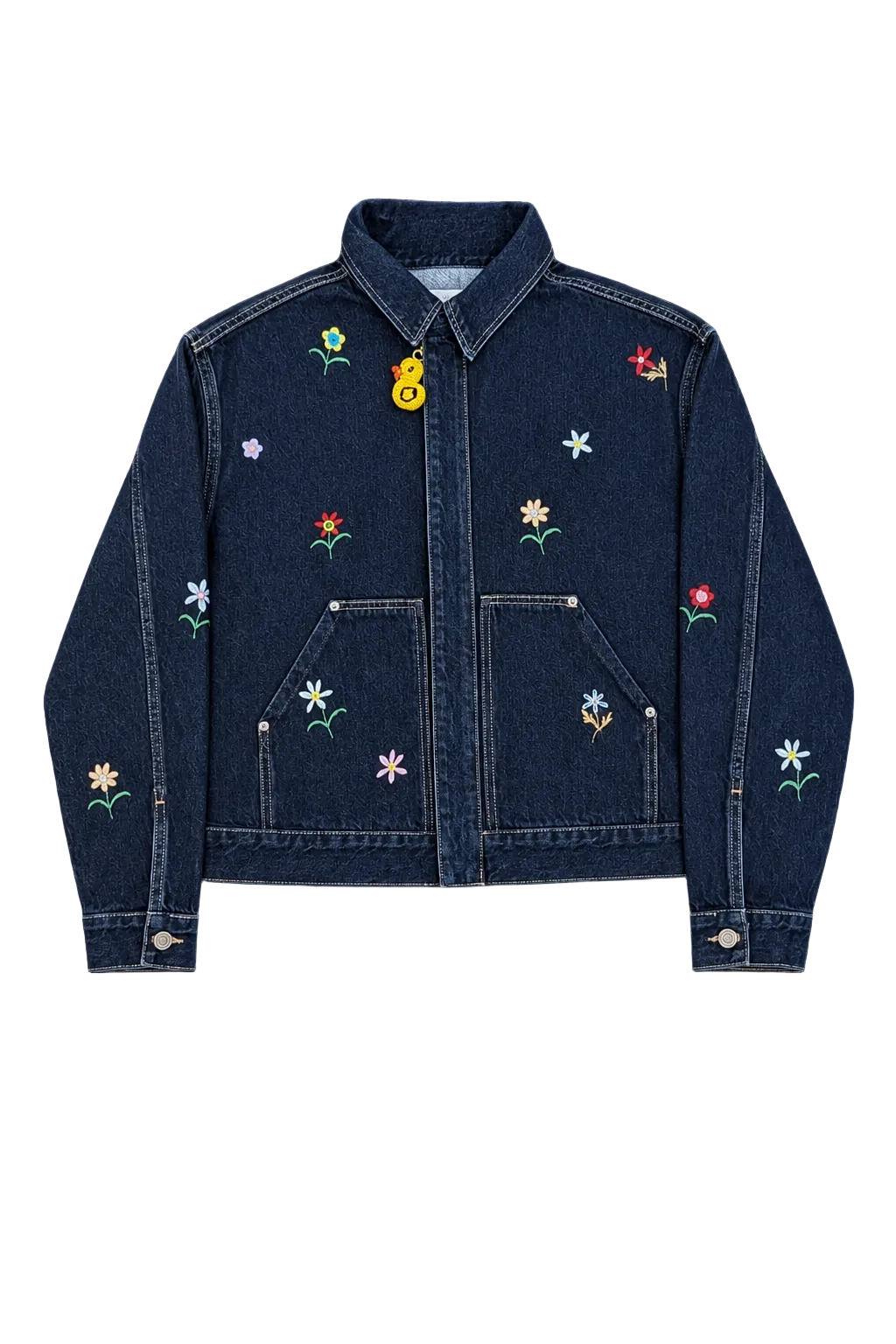 Flower Embroidered Denim Jacket