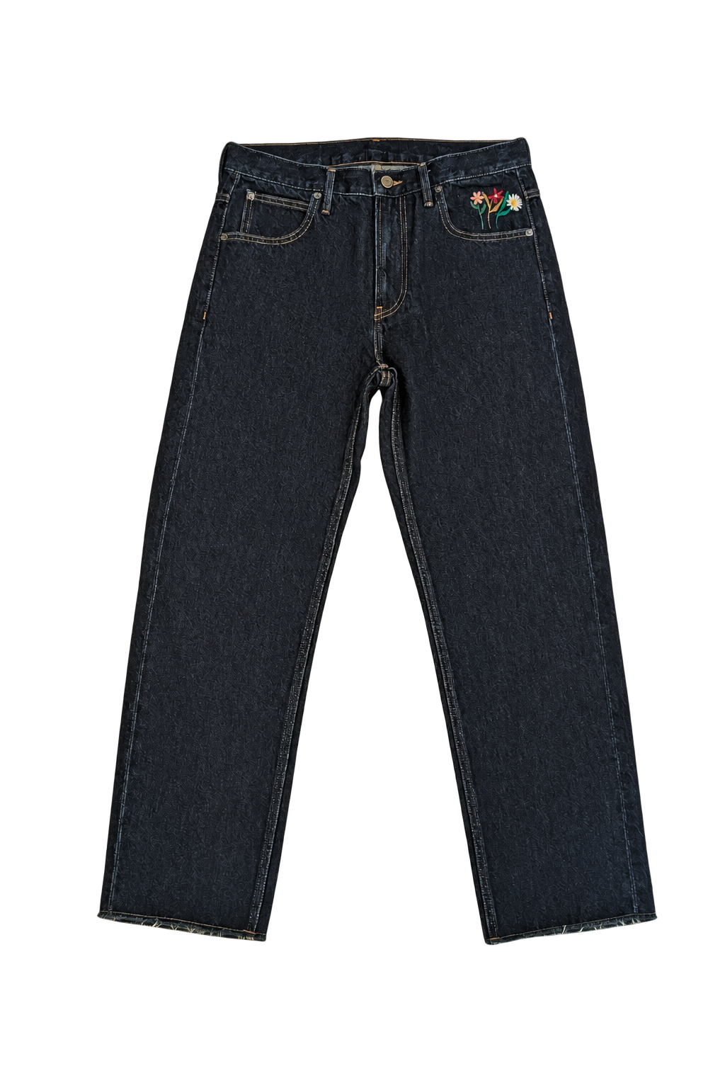 Flower Embroidered Denim Jean