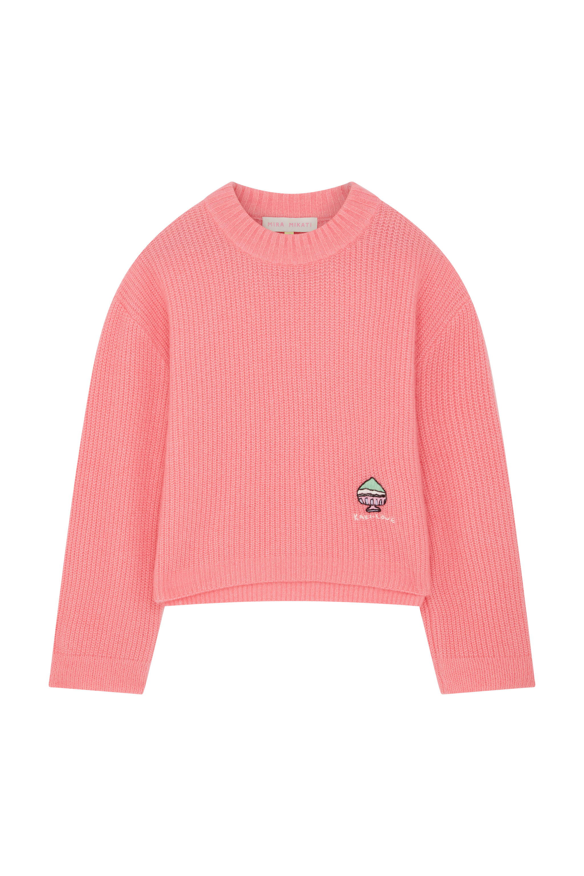 Kaki Love Embroidered Cashmere Mix Sweater