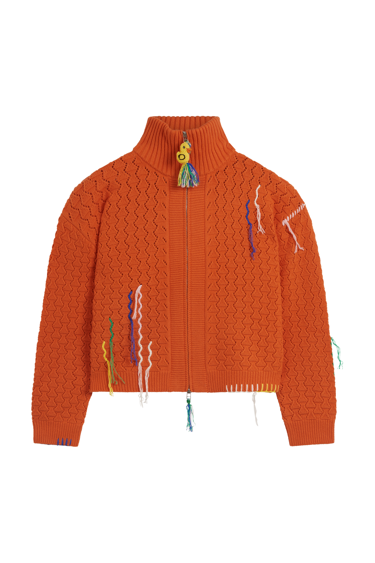 Embroidered Funnel Cardigan