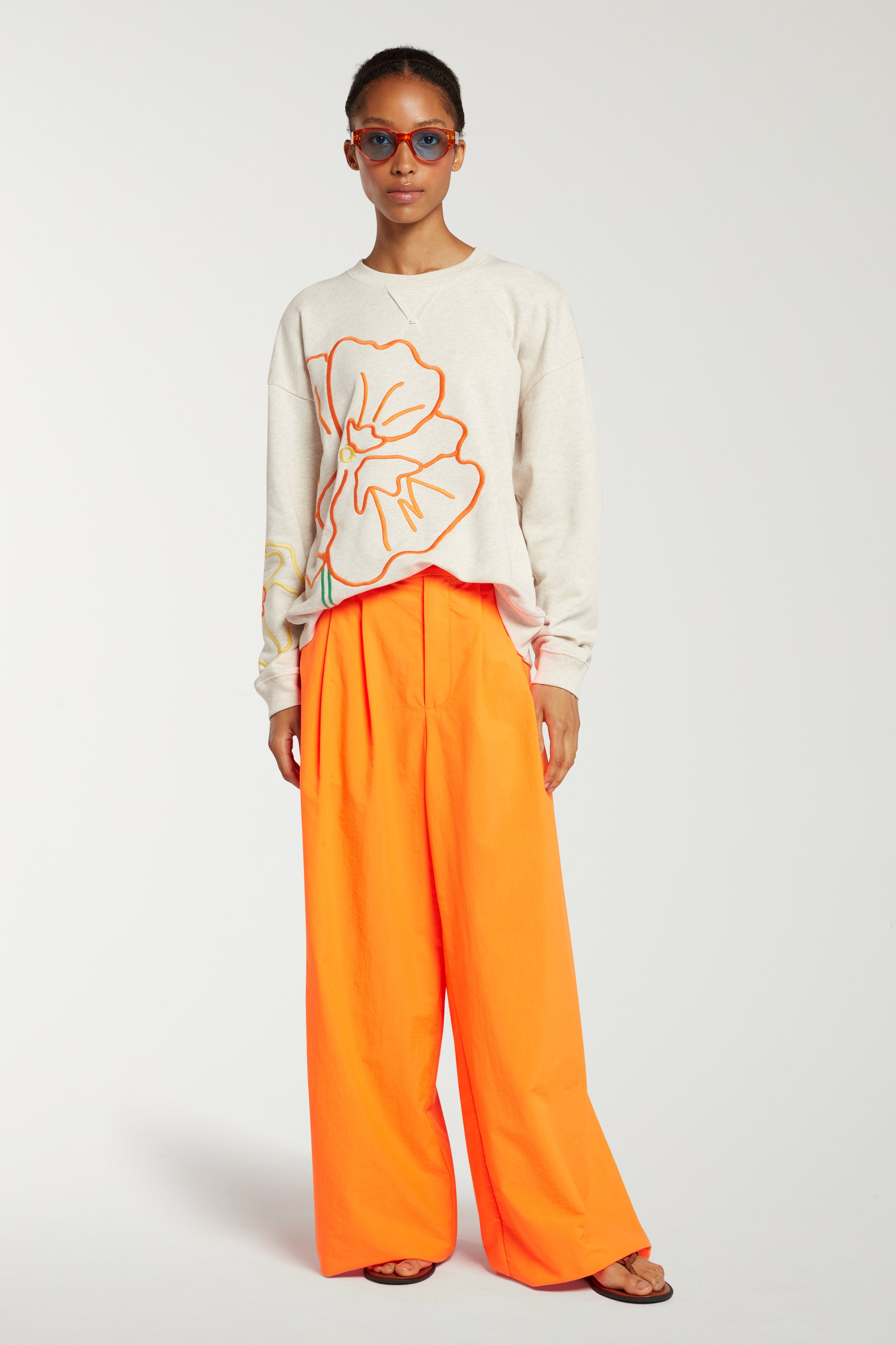 Large Embroidered Flower Sweatshirt