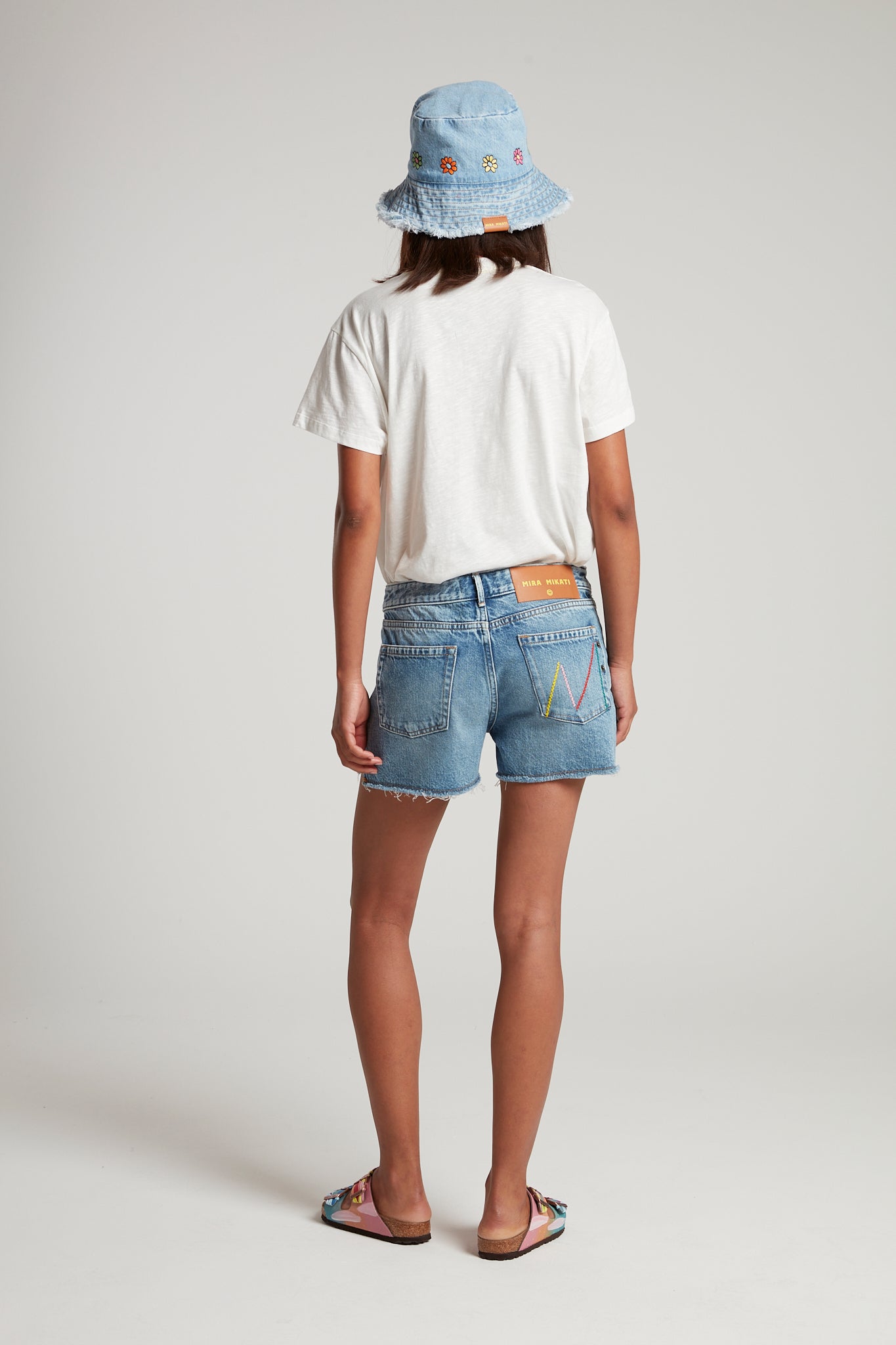 Embroidered Flower Neckline T-shirt