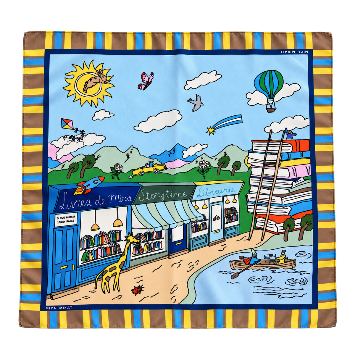 Silk Neckerchief With Storybook Print 68 x 68 cm