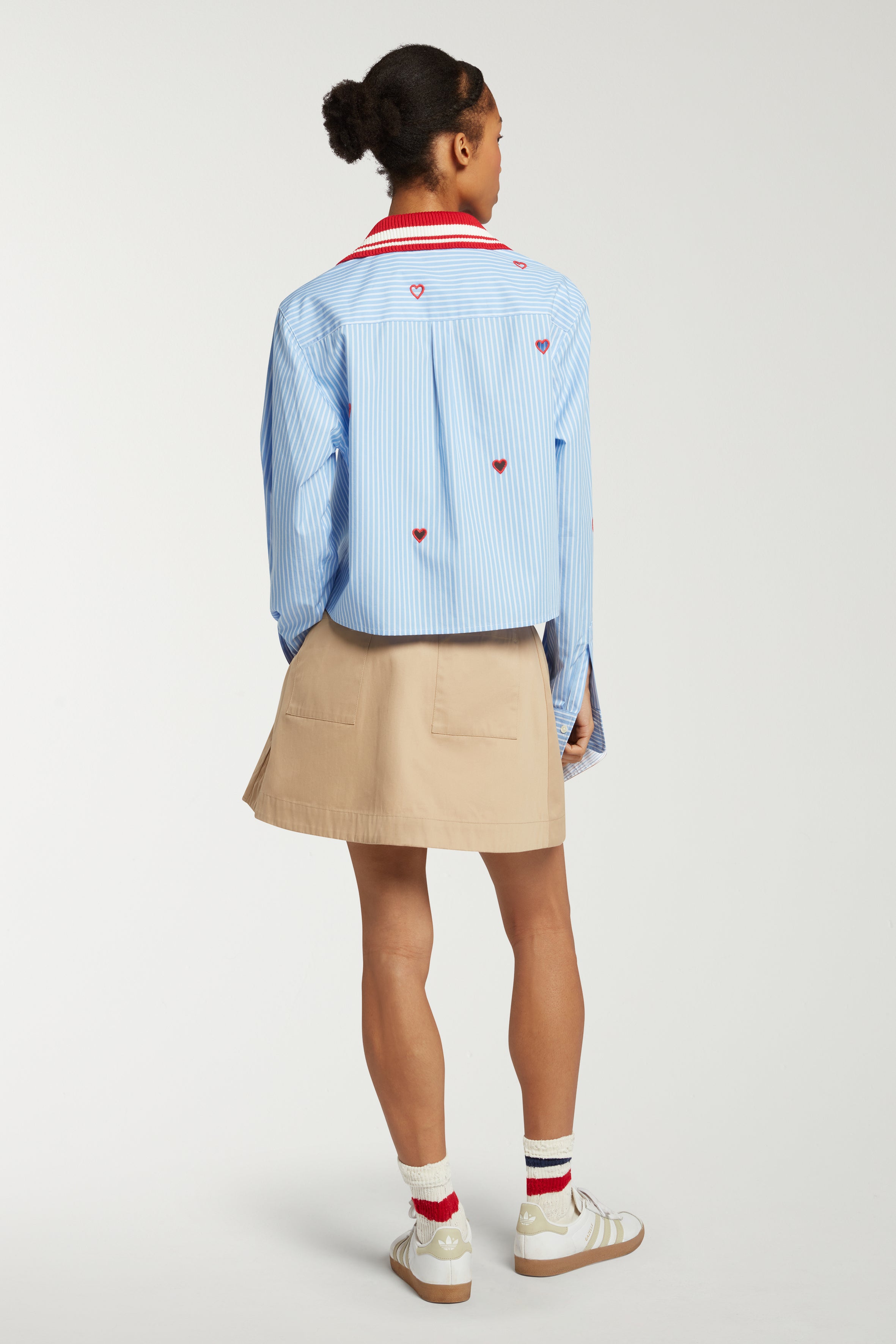 Cropped Shirt With Cut Out Hearts