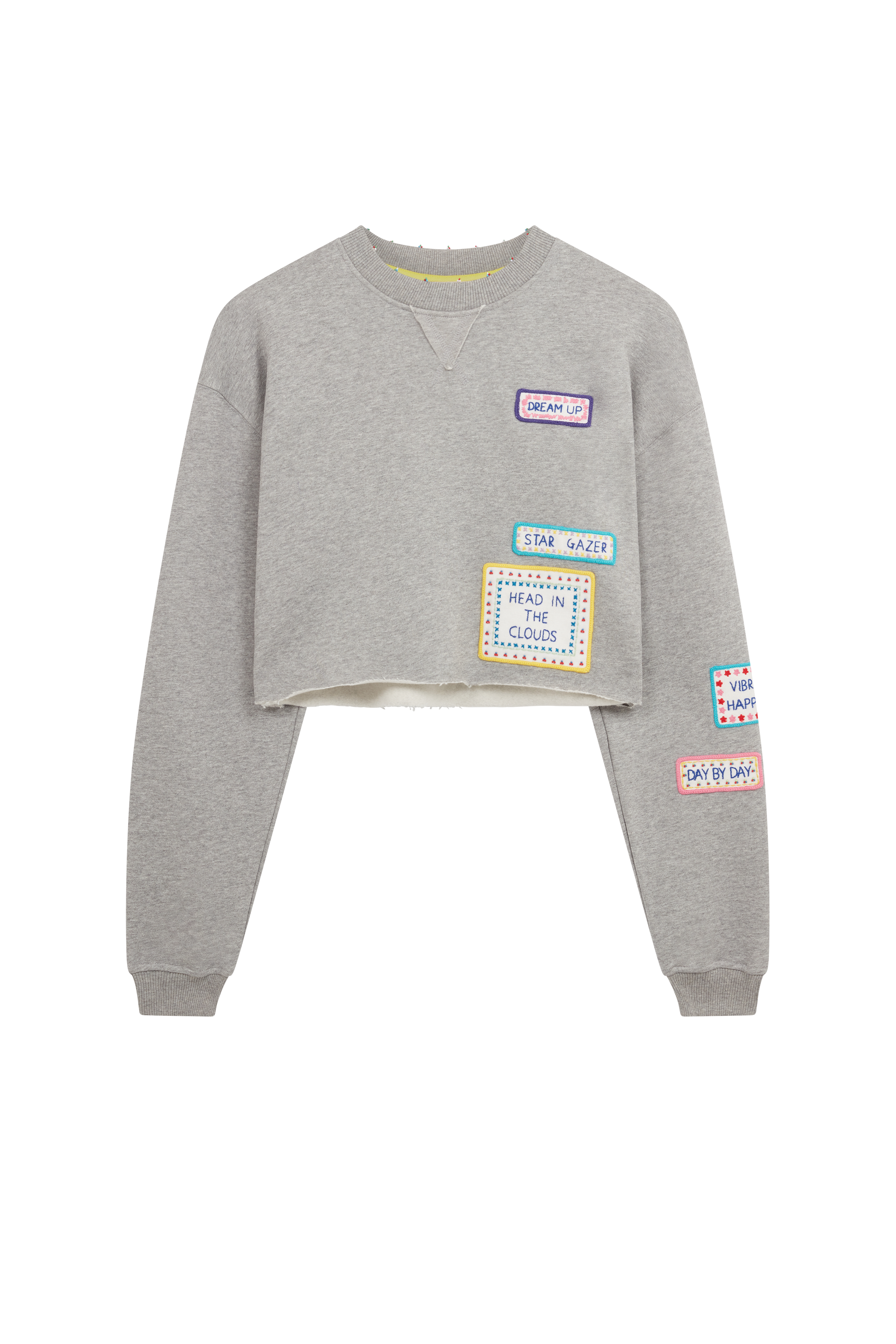 Word Patch Cropped Sweater