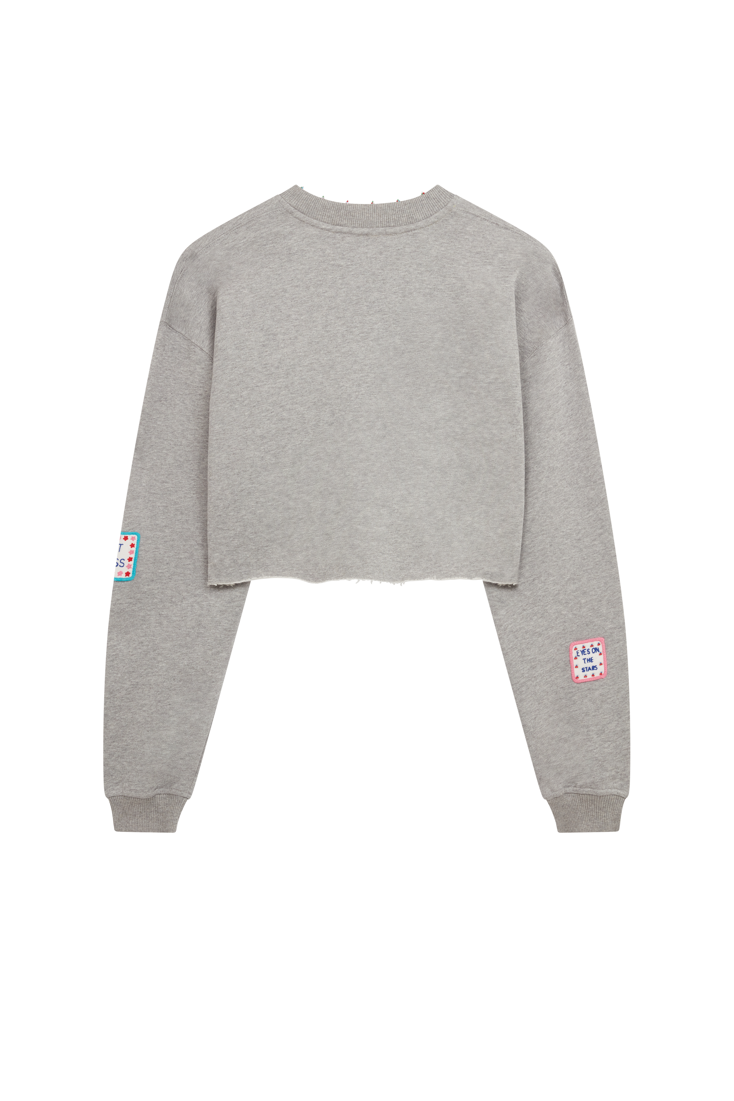 Word Patch Cropped Sweater