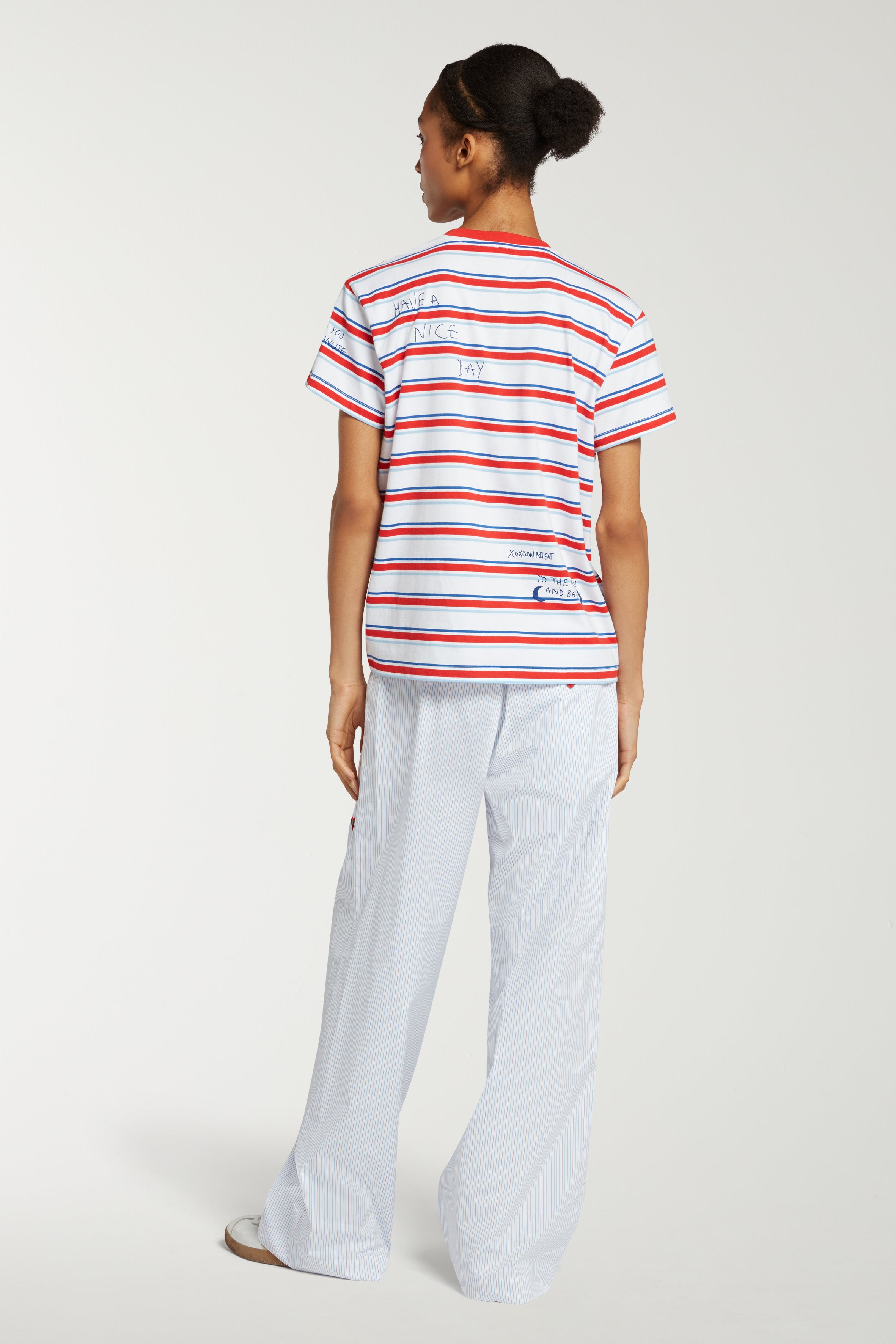 Stripe Trouser With Embroidery
