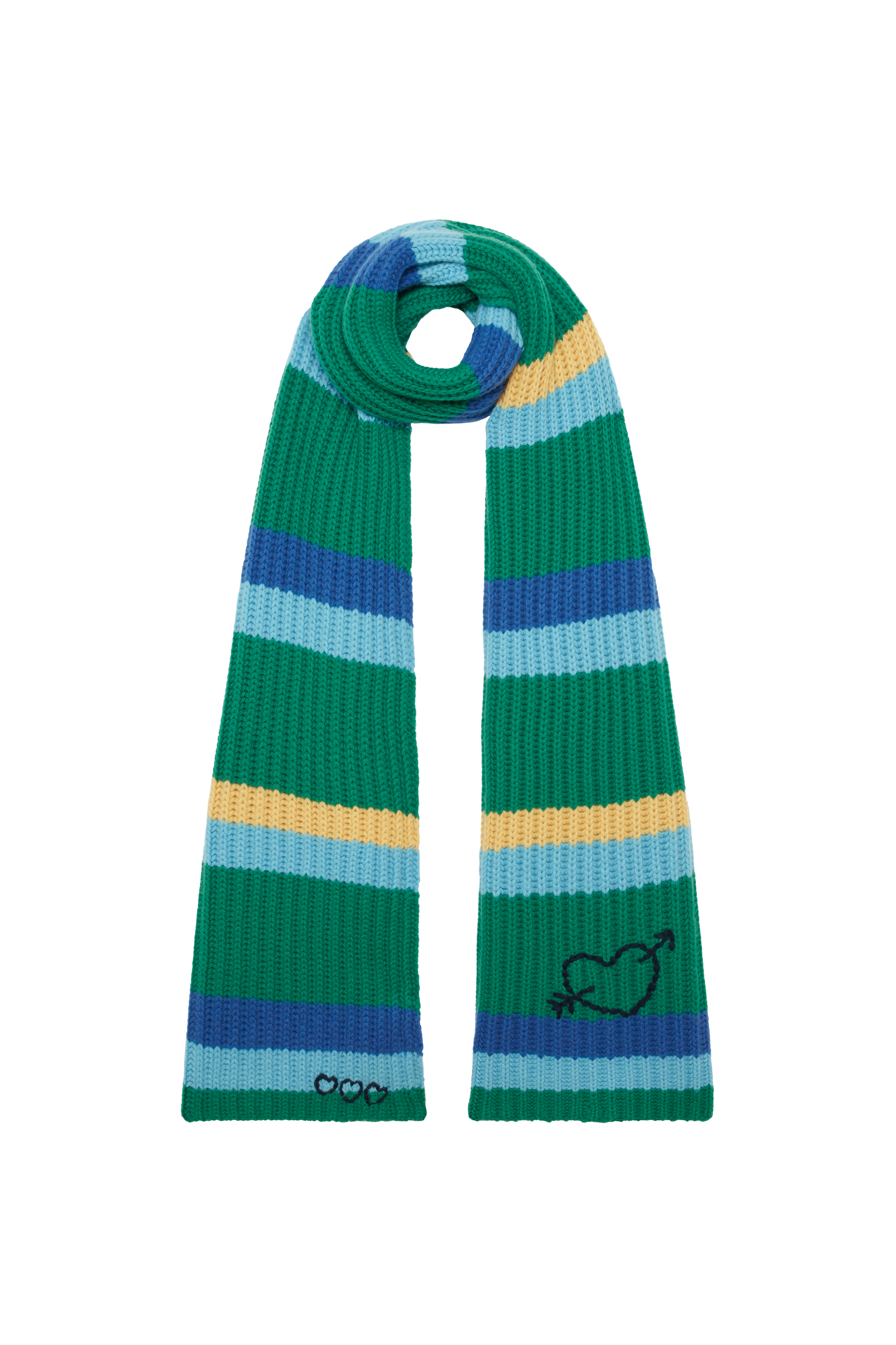 Mira Mikati x Hurray Heart Embroidered Striped Scarf