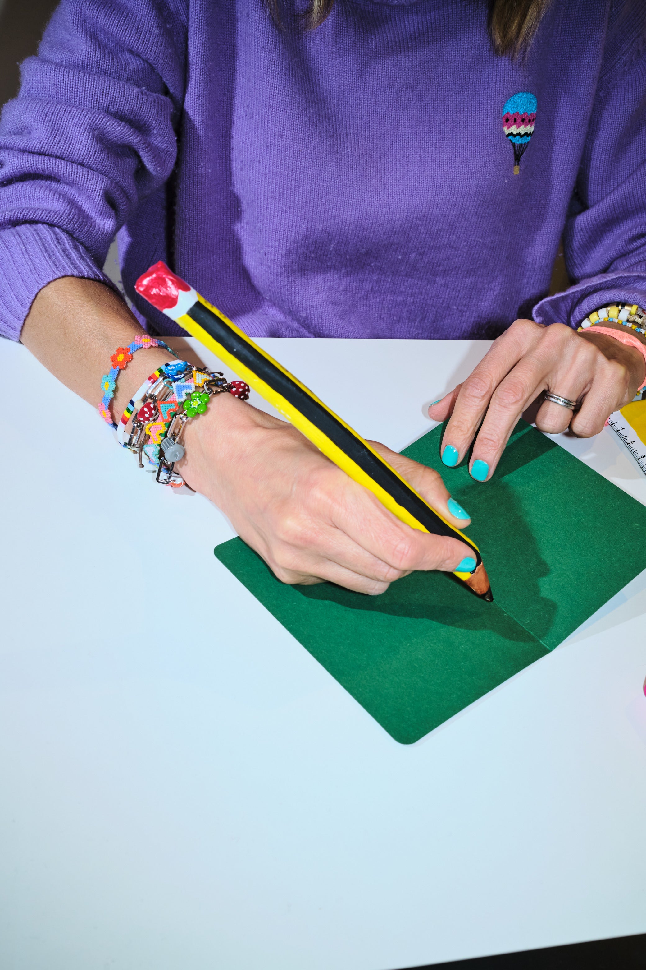 En Vrac Black and Yellow Stripe Pencil Ornament 