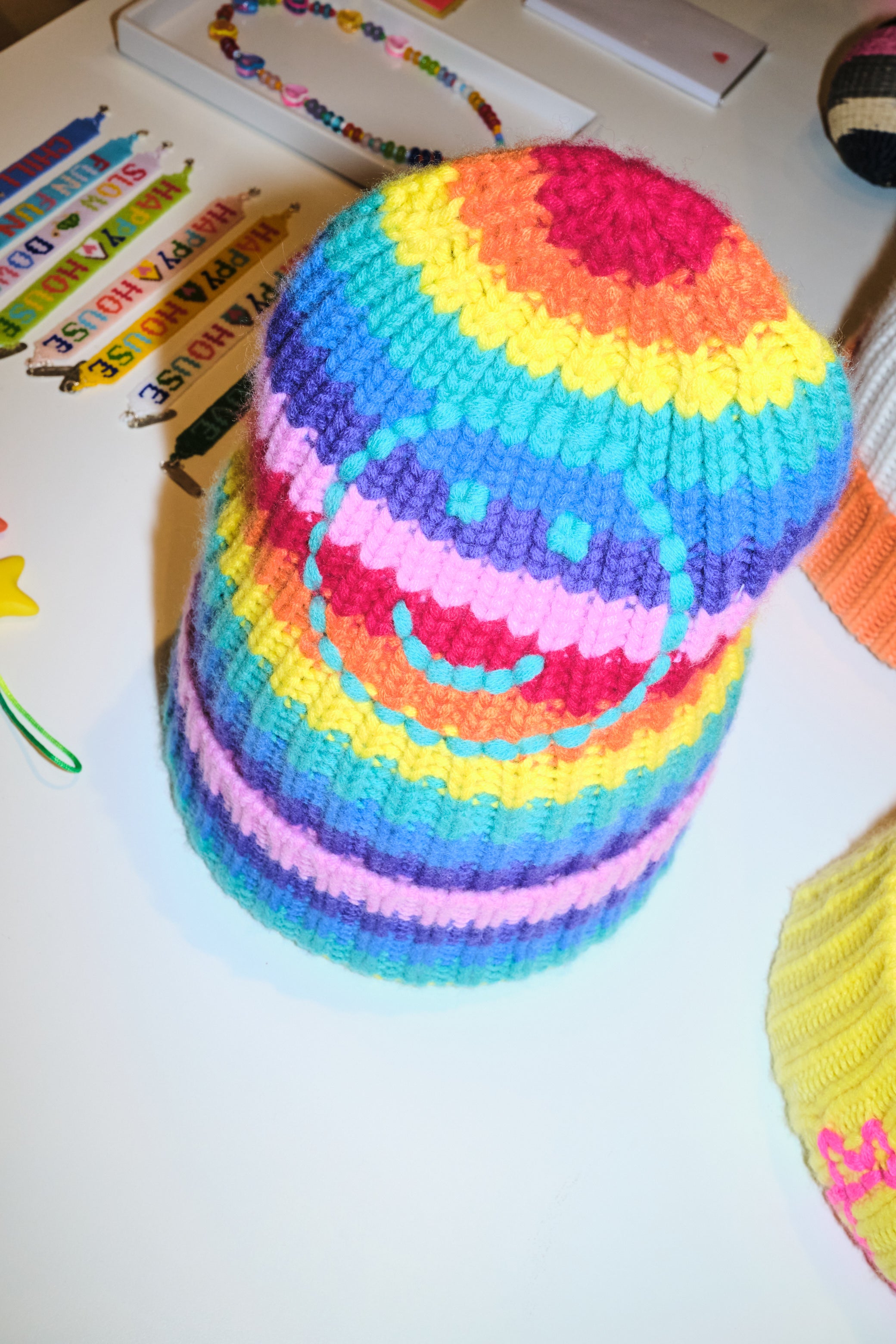 Multi-stitched Happy Beanie