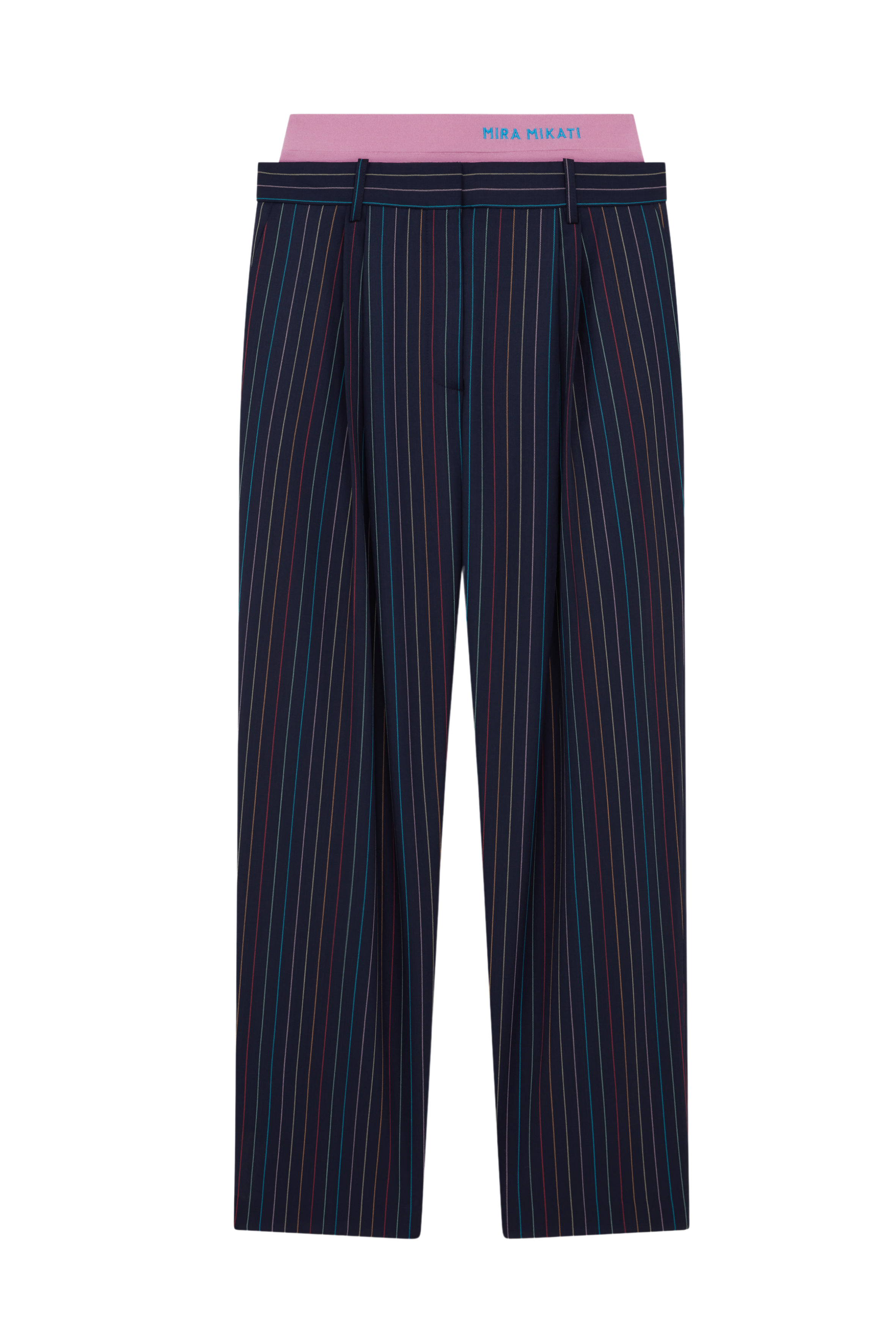 Flat Front Trousers With Detachable Knit Waistband 