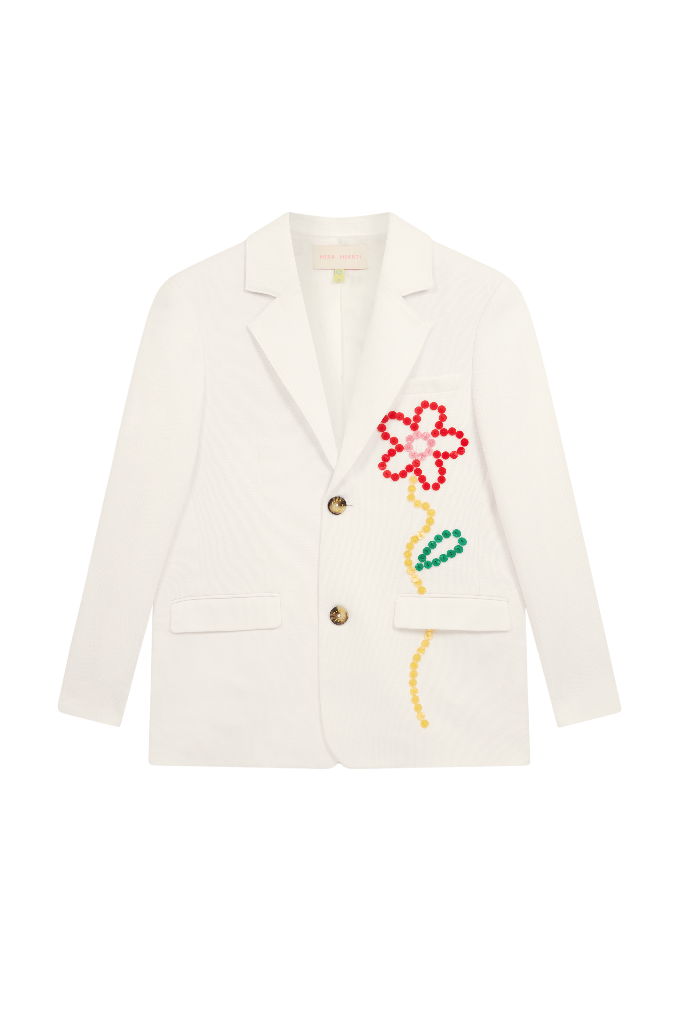 Button Embroidered Single Breasted Jacket 