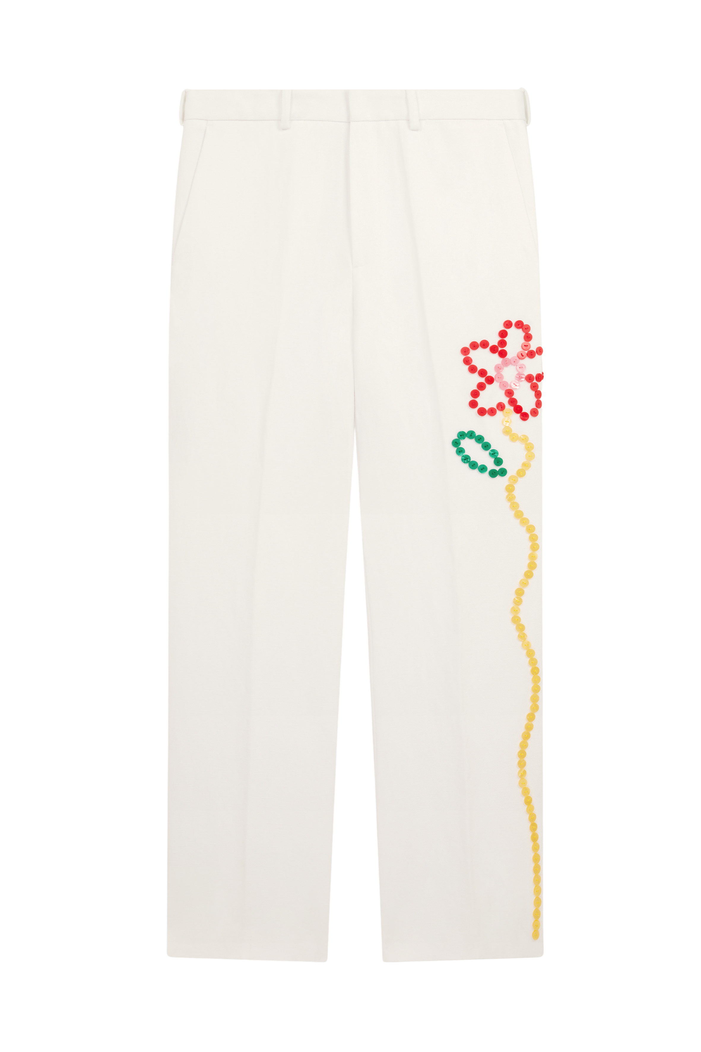 Button Embroidered Tailored Trouser