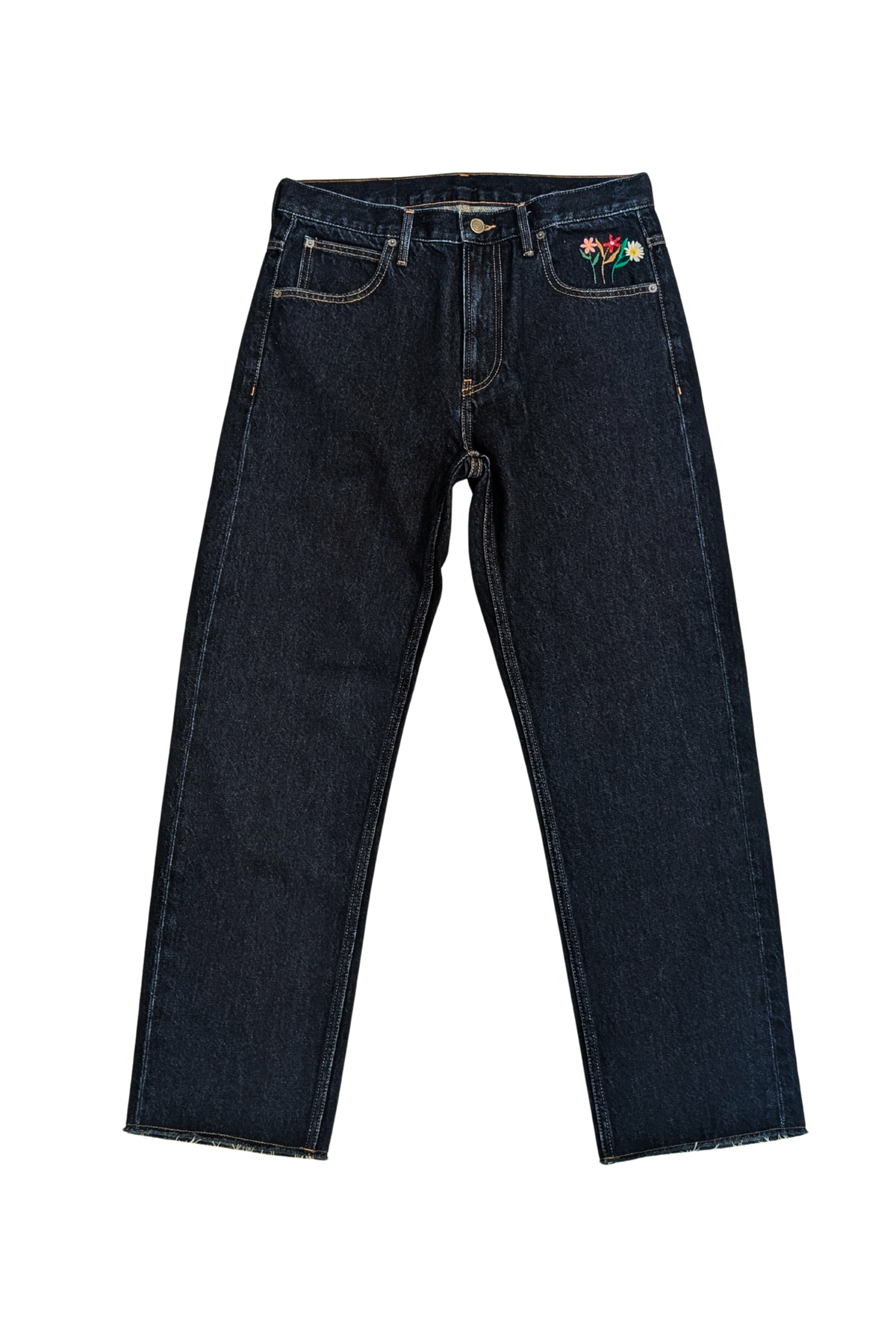 Flower Embroidered Denim Jean