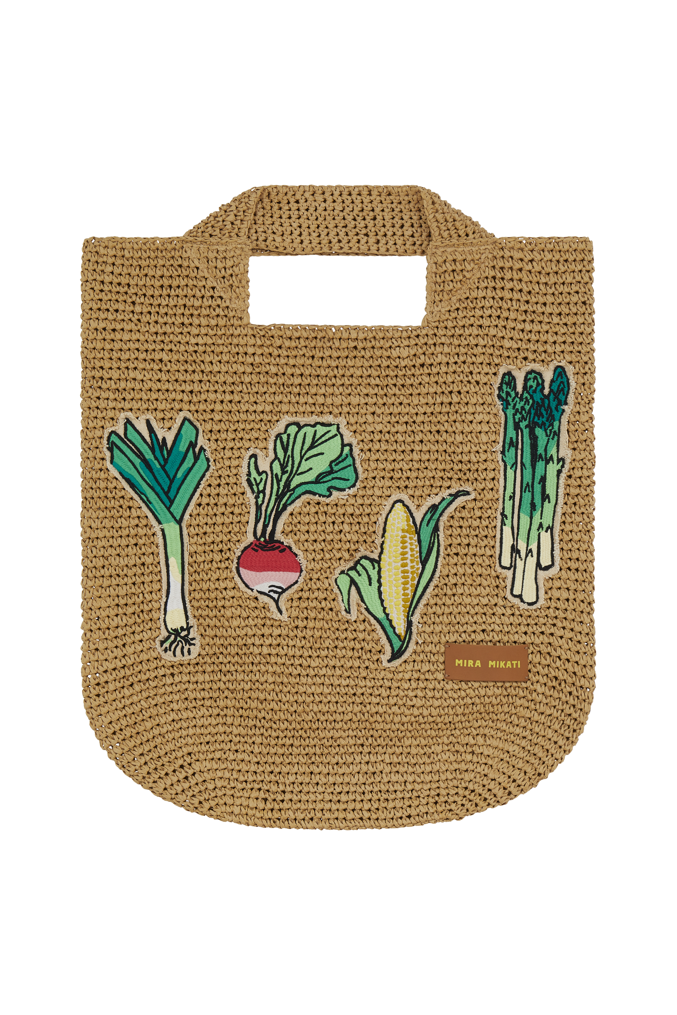 Raffia Bag With Vegetable Patches 