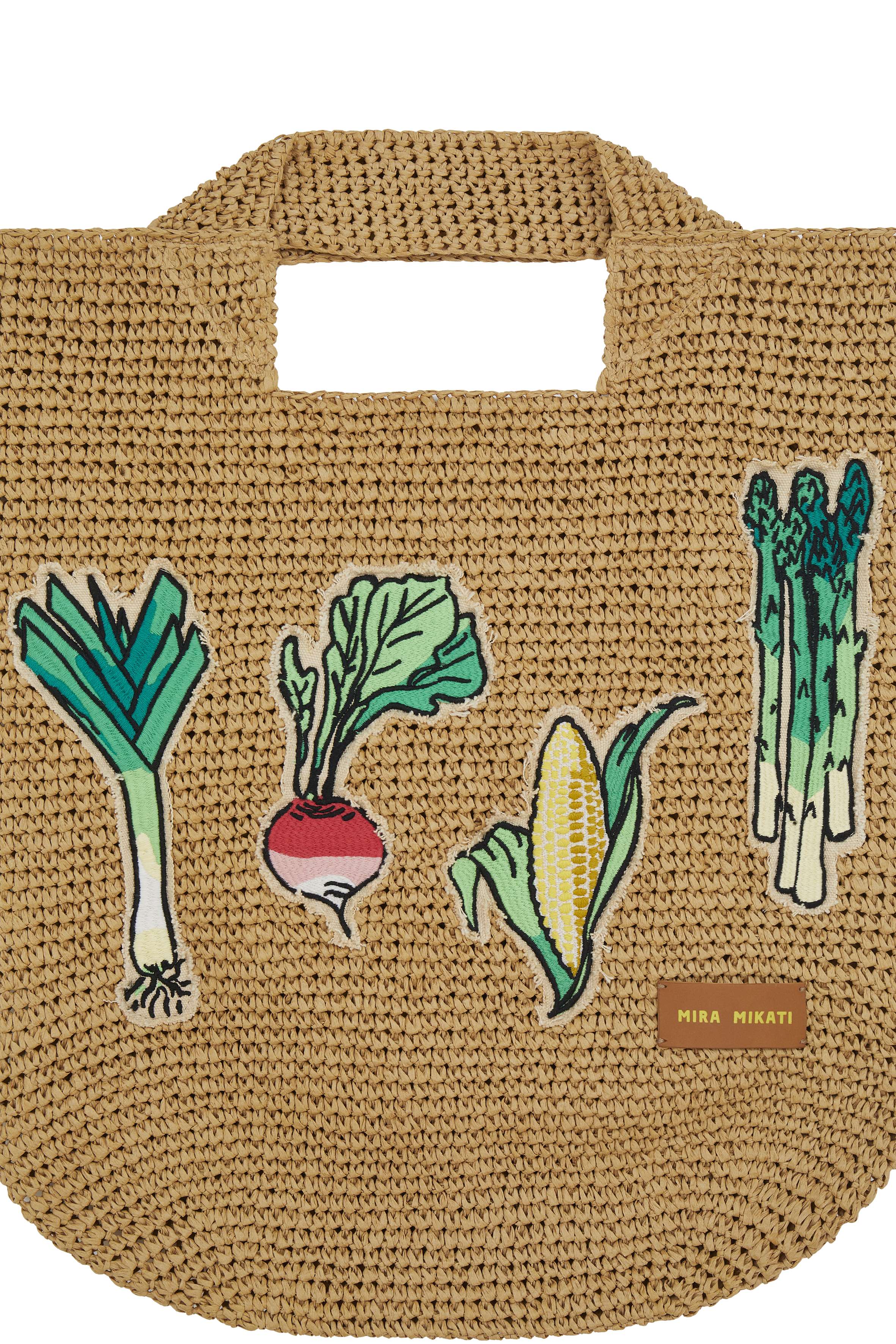 Raffia Bag With Vegetable Patches 