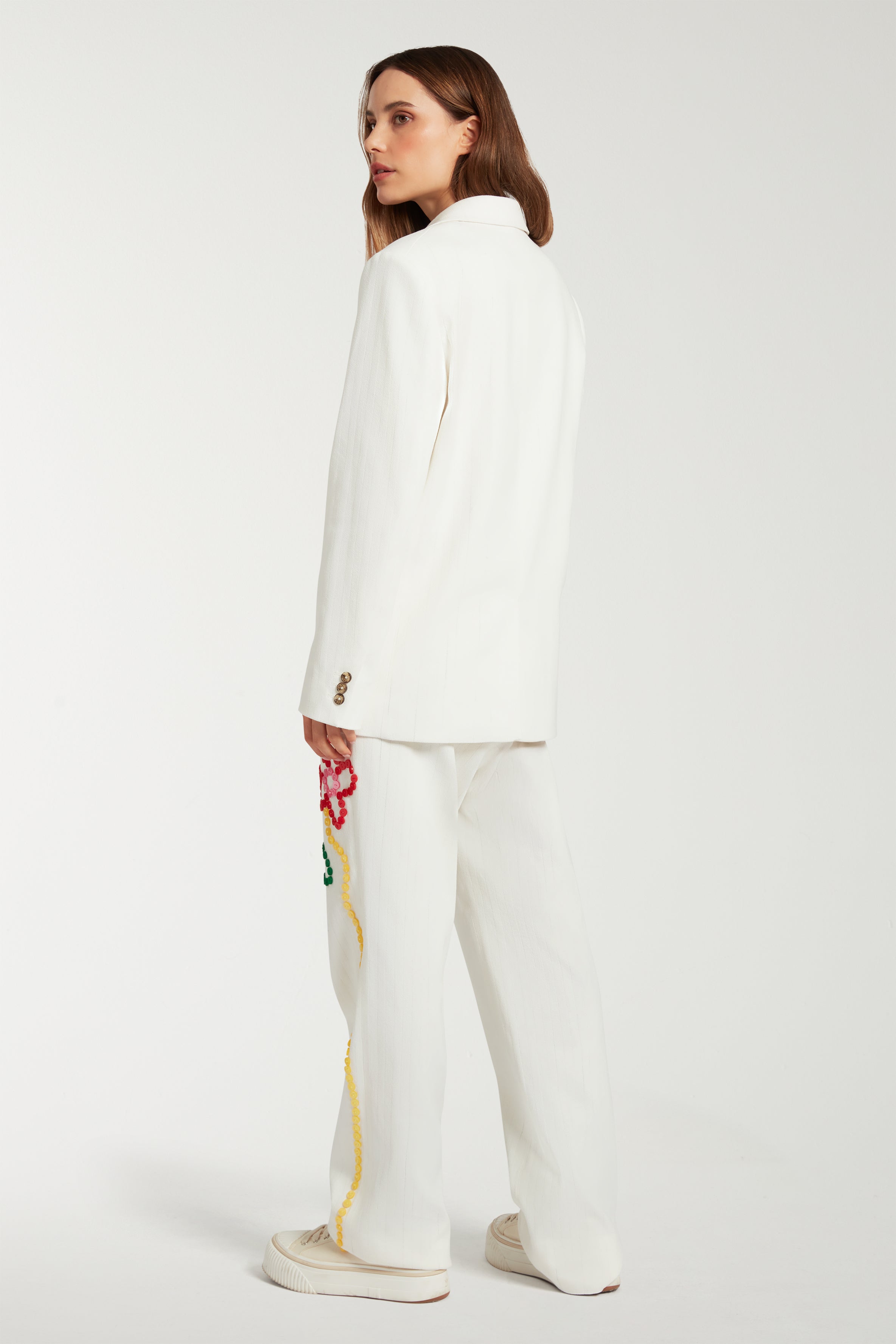 Button Embroidered Tailored Trouser 