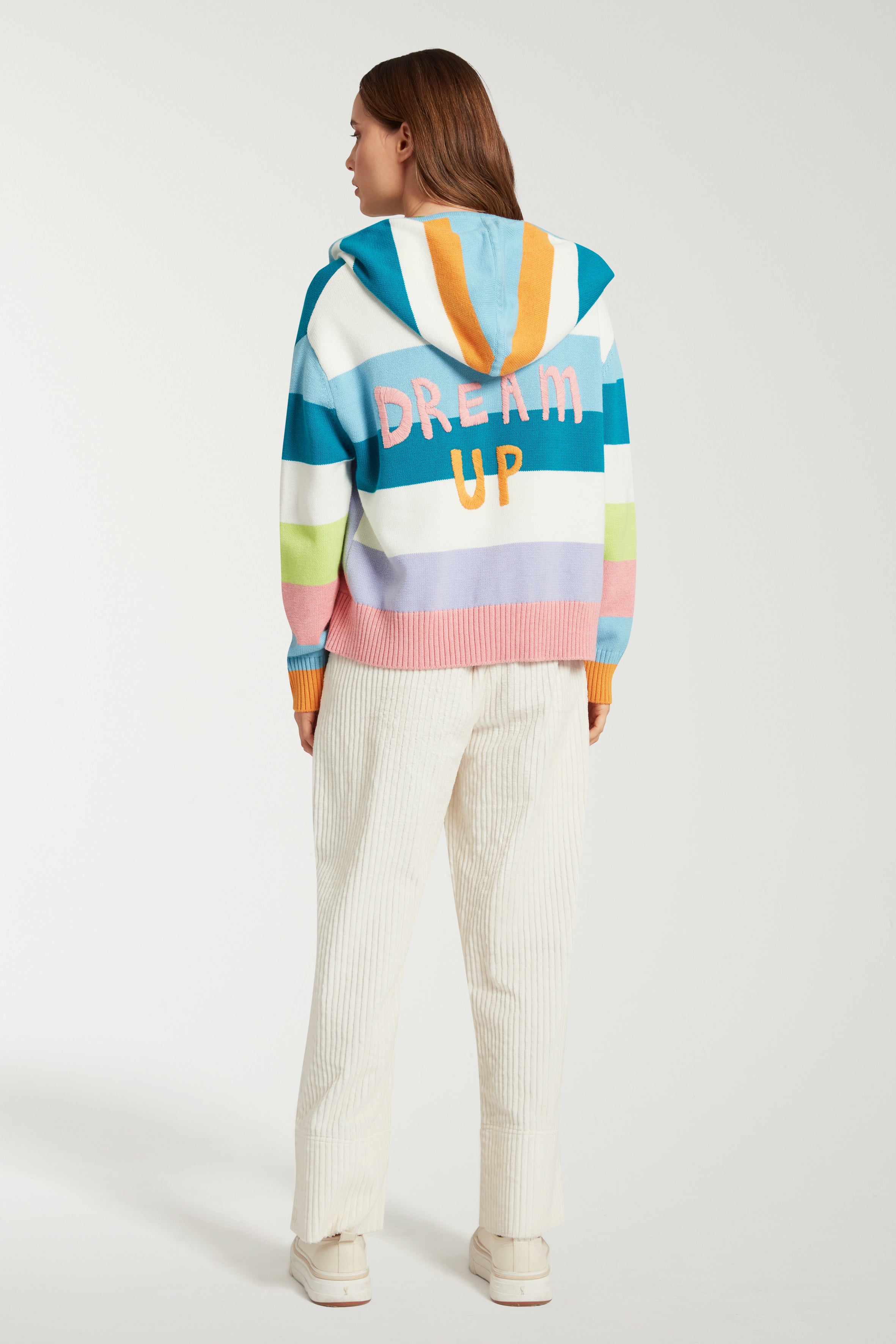Embroidered Striped Open Cardigan 