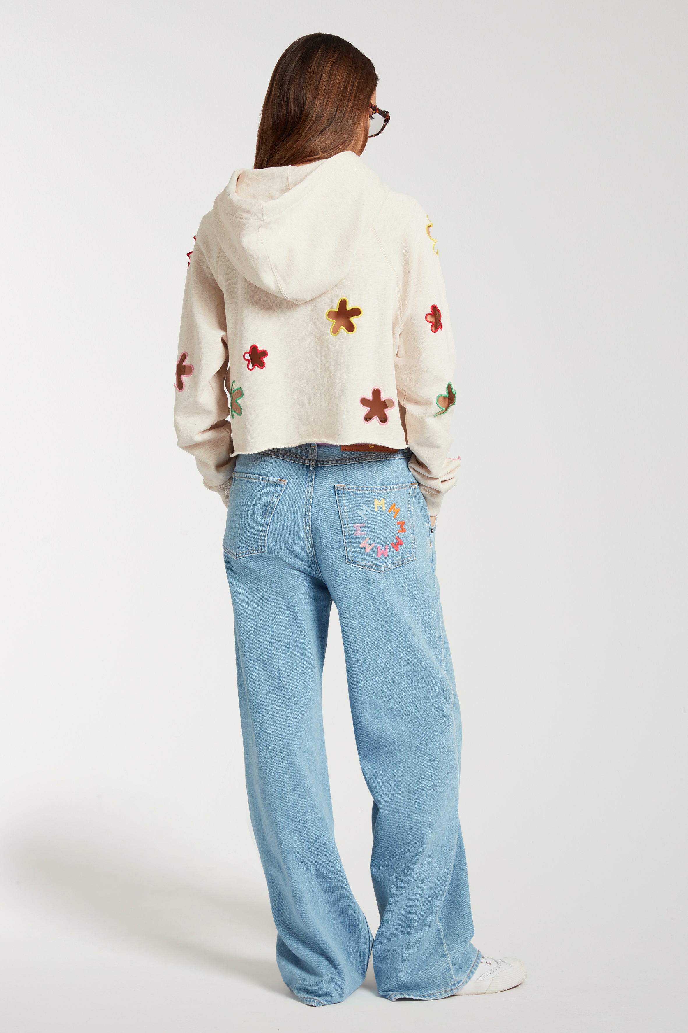 Embroidered Cut Out Flower Hoodie 