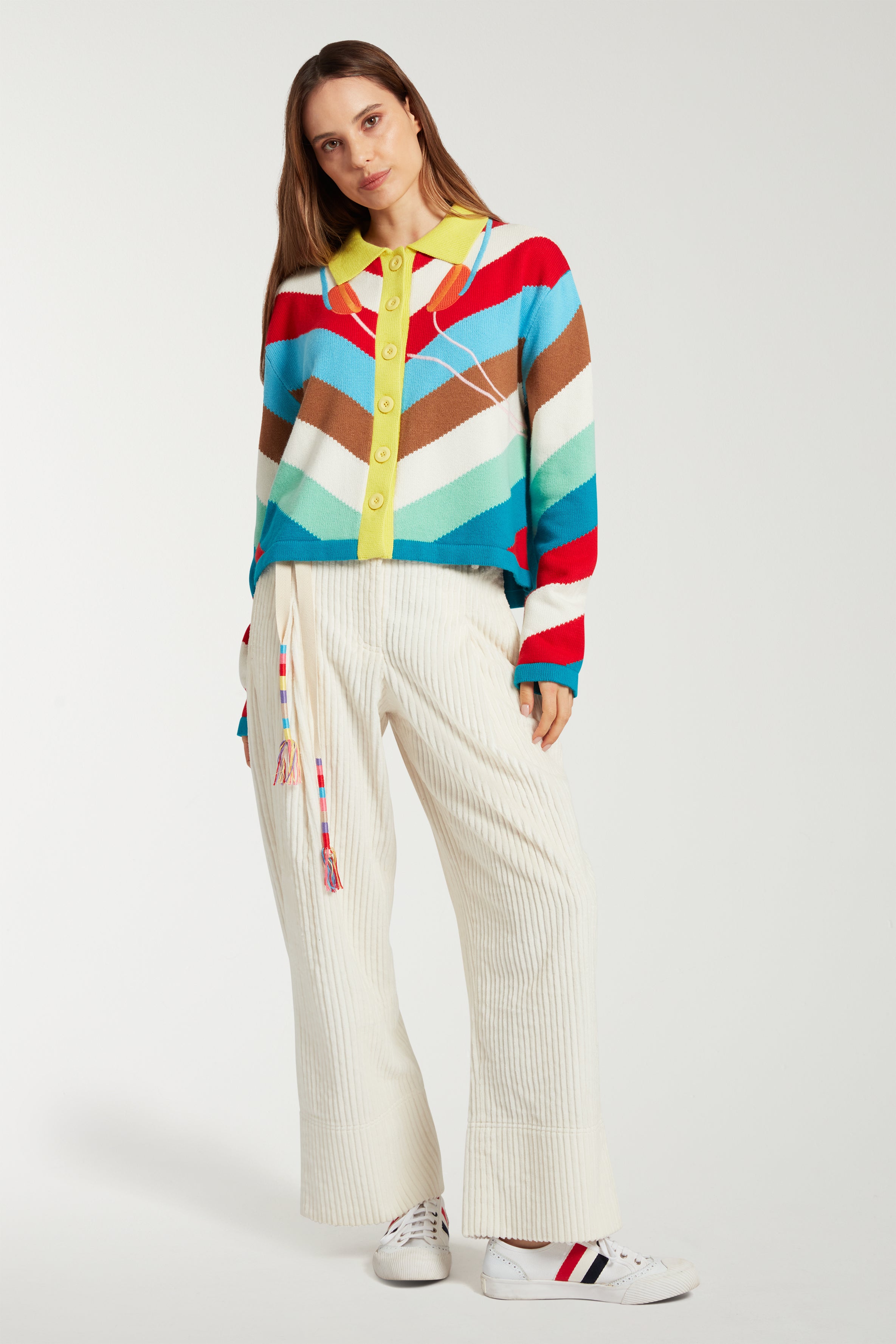 Wide Leg Trousers With Cord Belt 