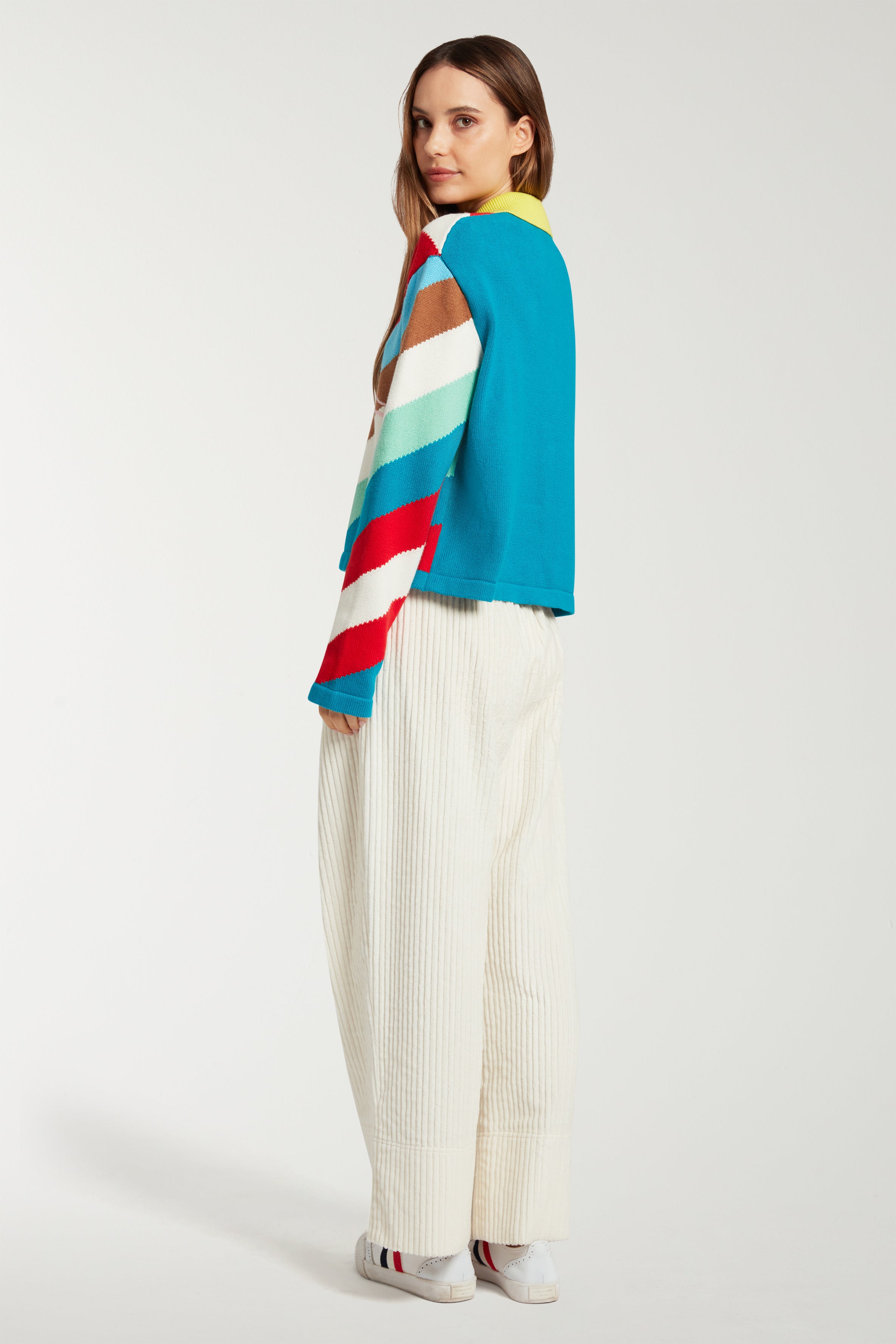 Embroidered Headphones Chevron Cardigan 