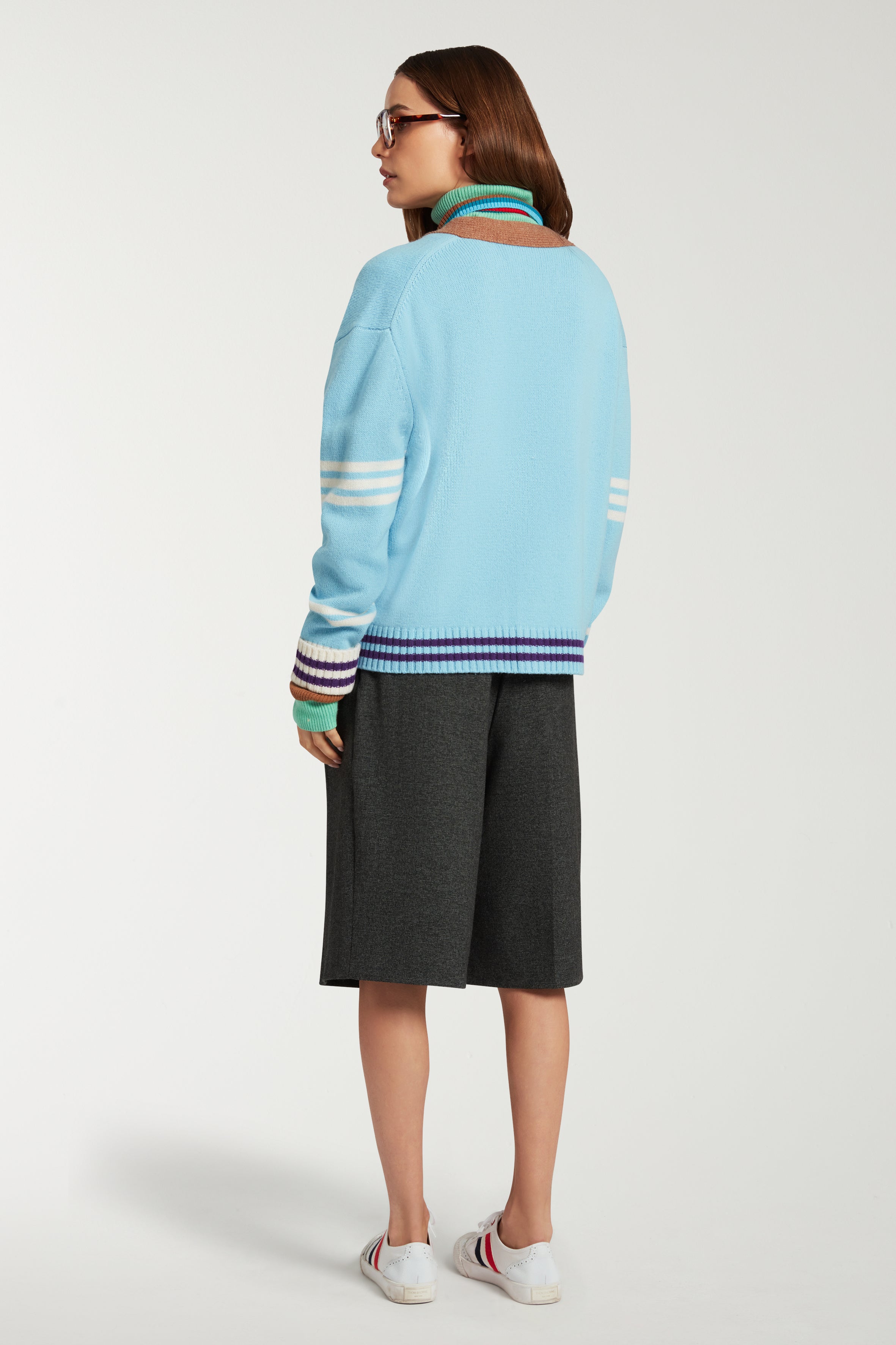 Embroidered School Cardigan With Crochet Patch 