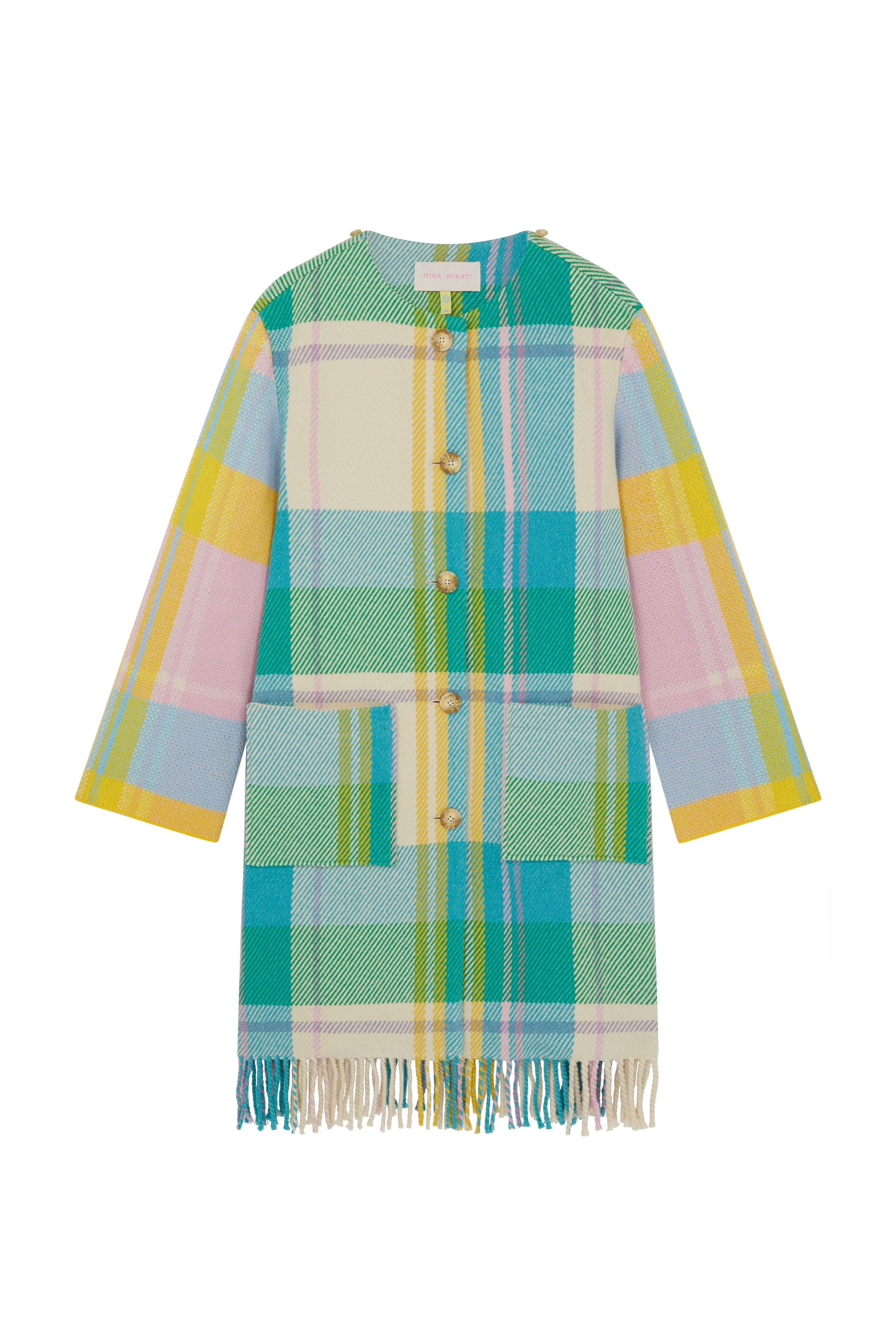 Long Check Blanket Scarf Coat 