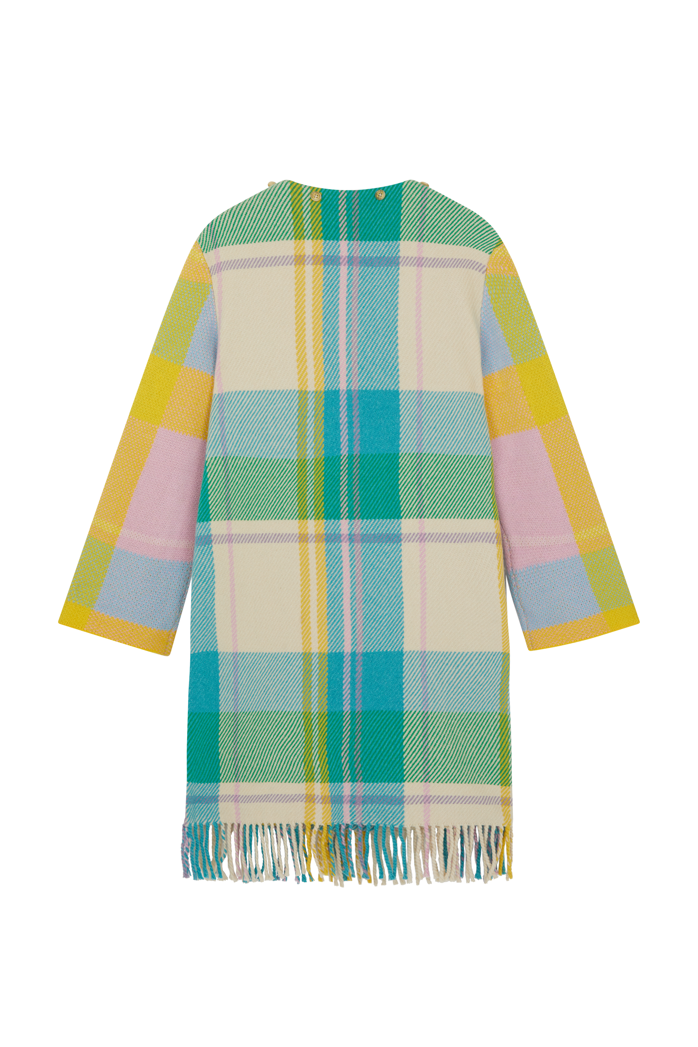 Long Check Blanket Scarf Coat 