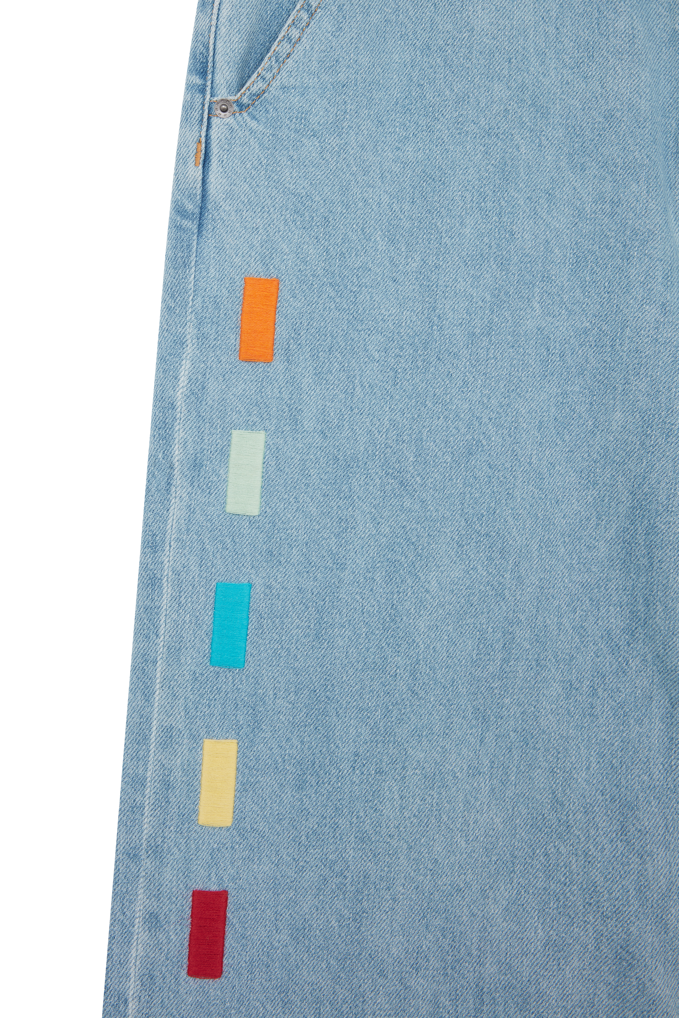 Embroidered Stripe Leg Straight Jean 
