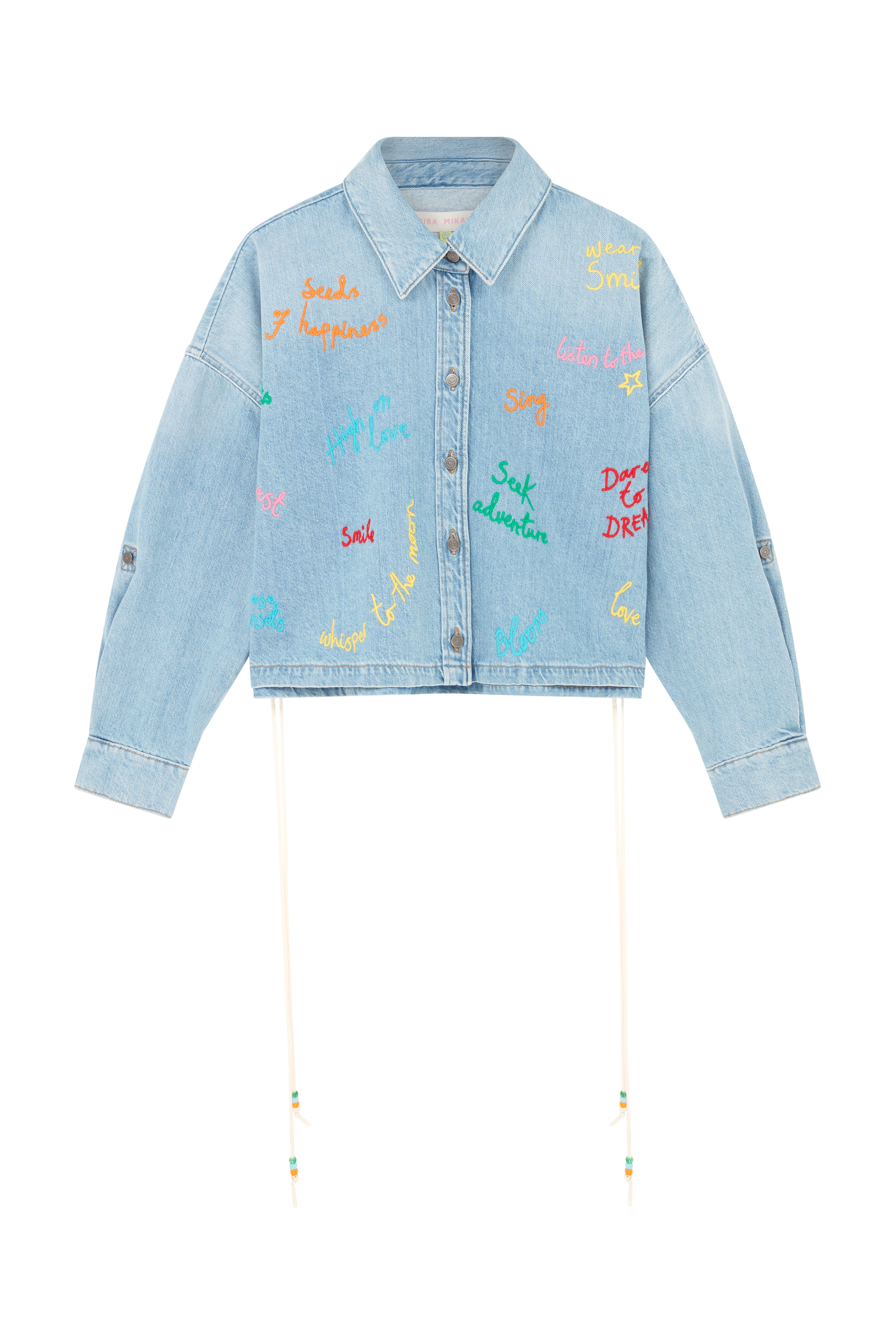 Embroidered Word Bubble Hem Shirt 