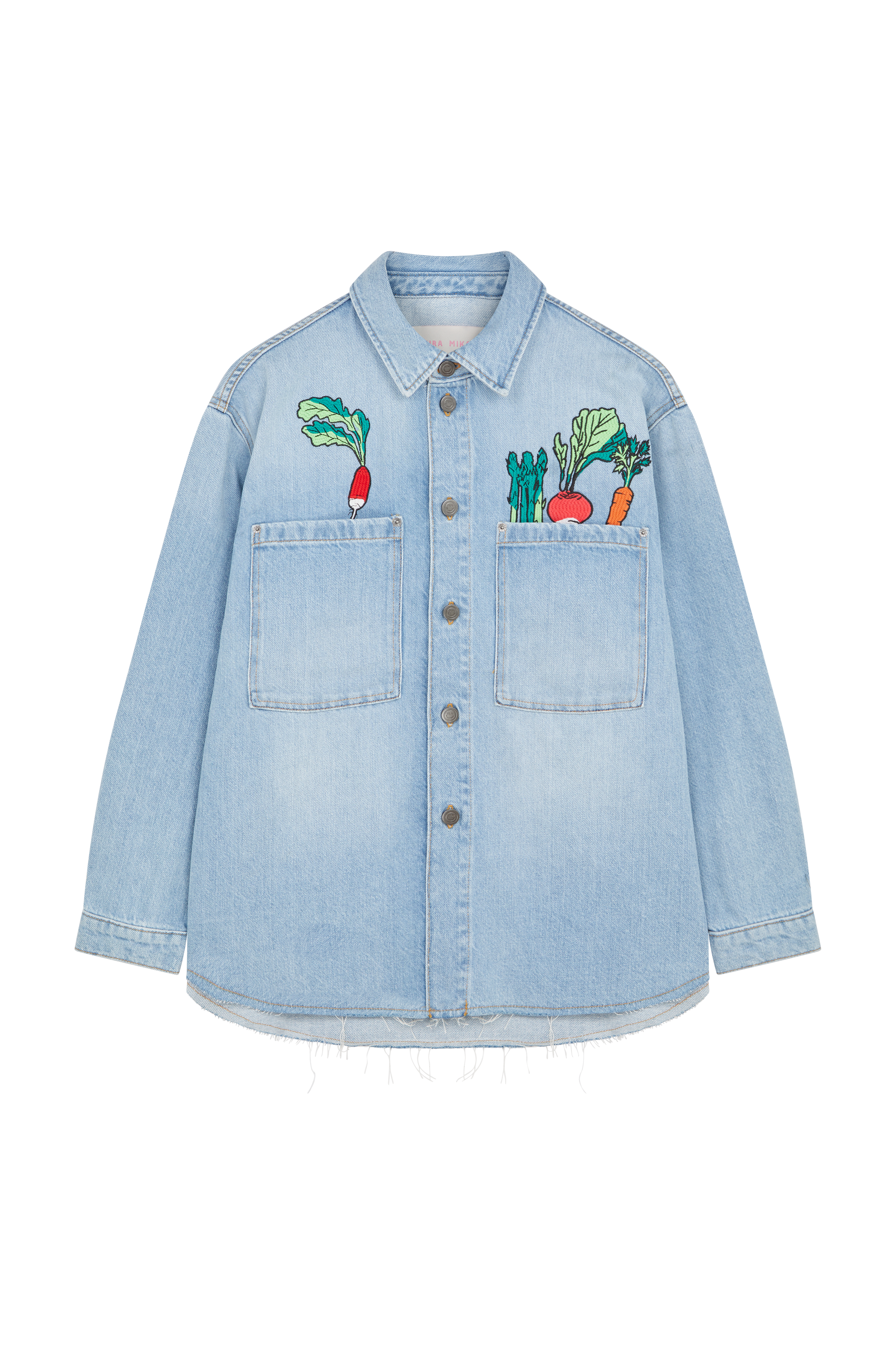 Denim Jacket With Embroidered Vegetables 