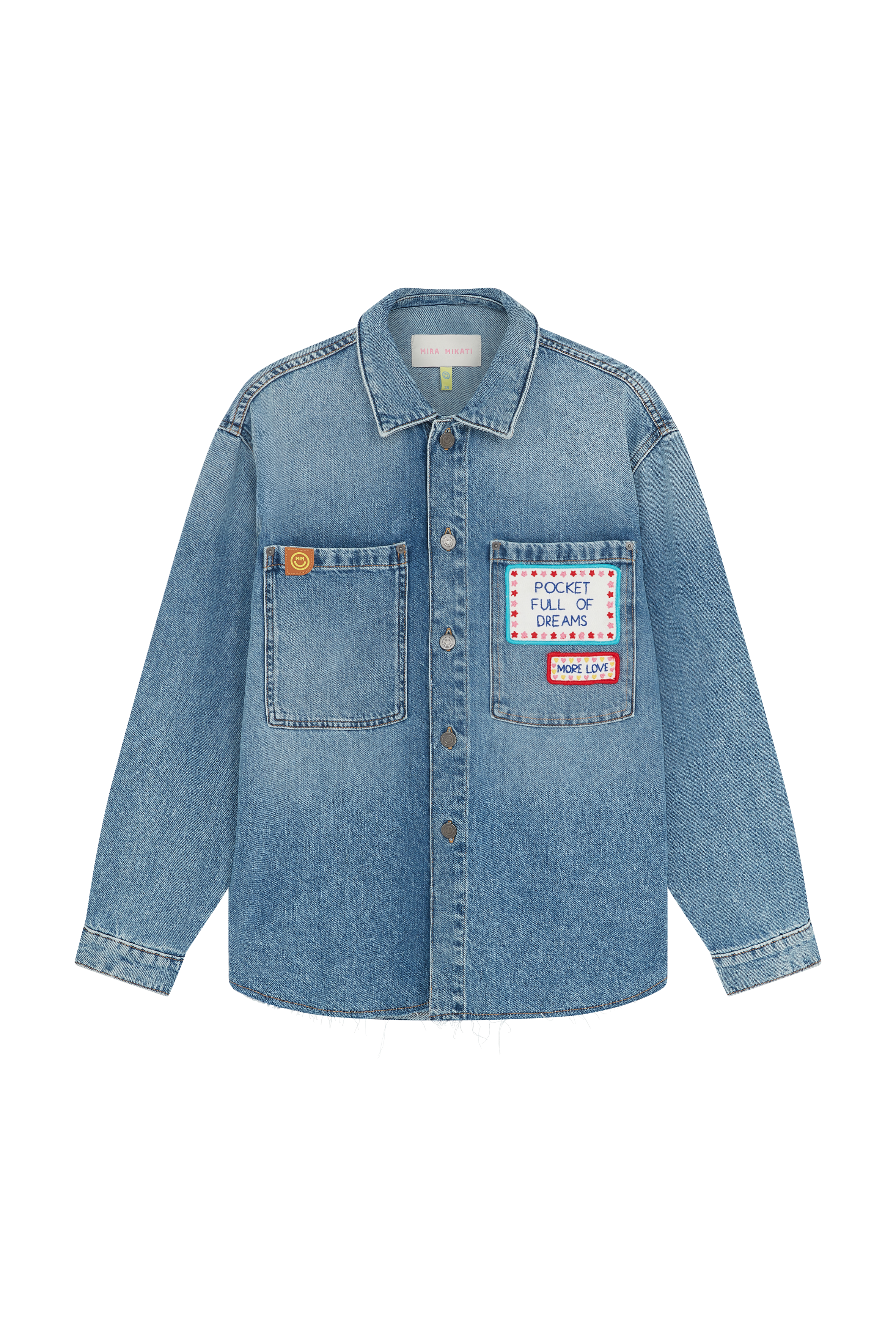 Embroidered Word Patch Denim Overshirt 