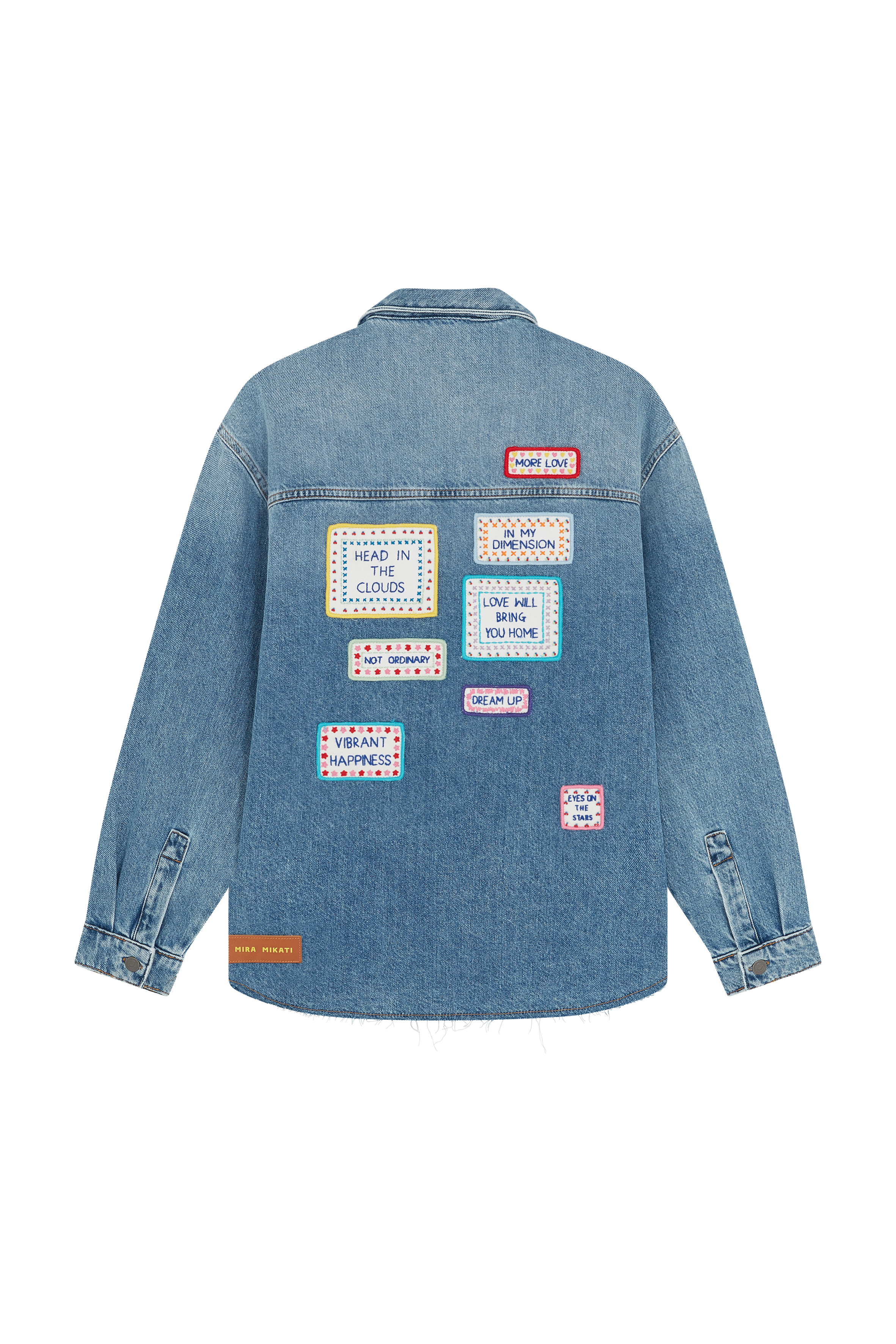 Embroidered Word Patch Denim Overshirt 