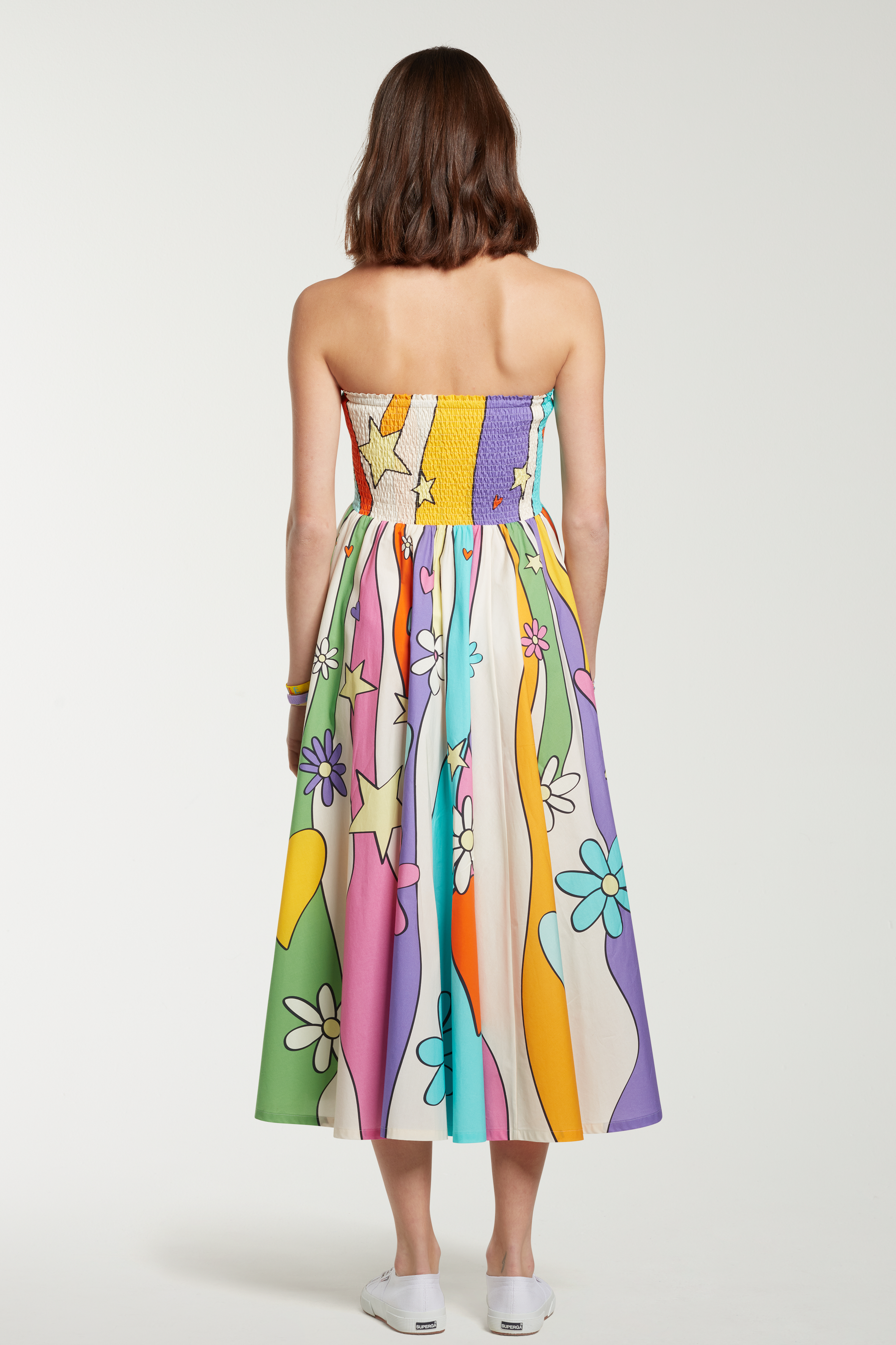 Flower Print Strapless Dress 