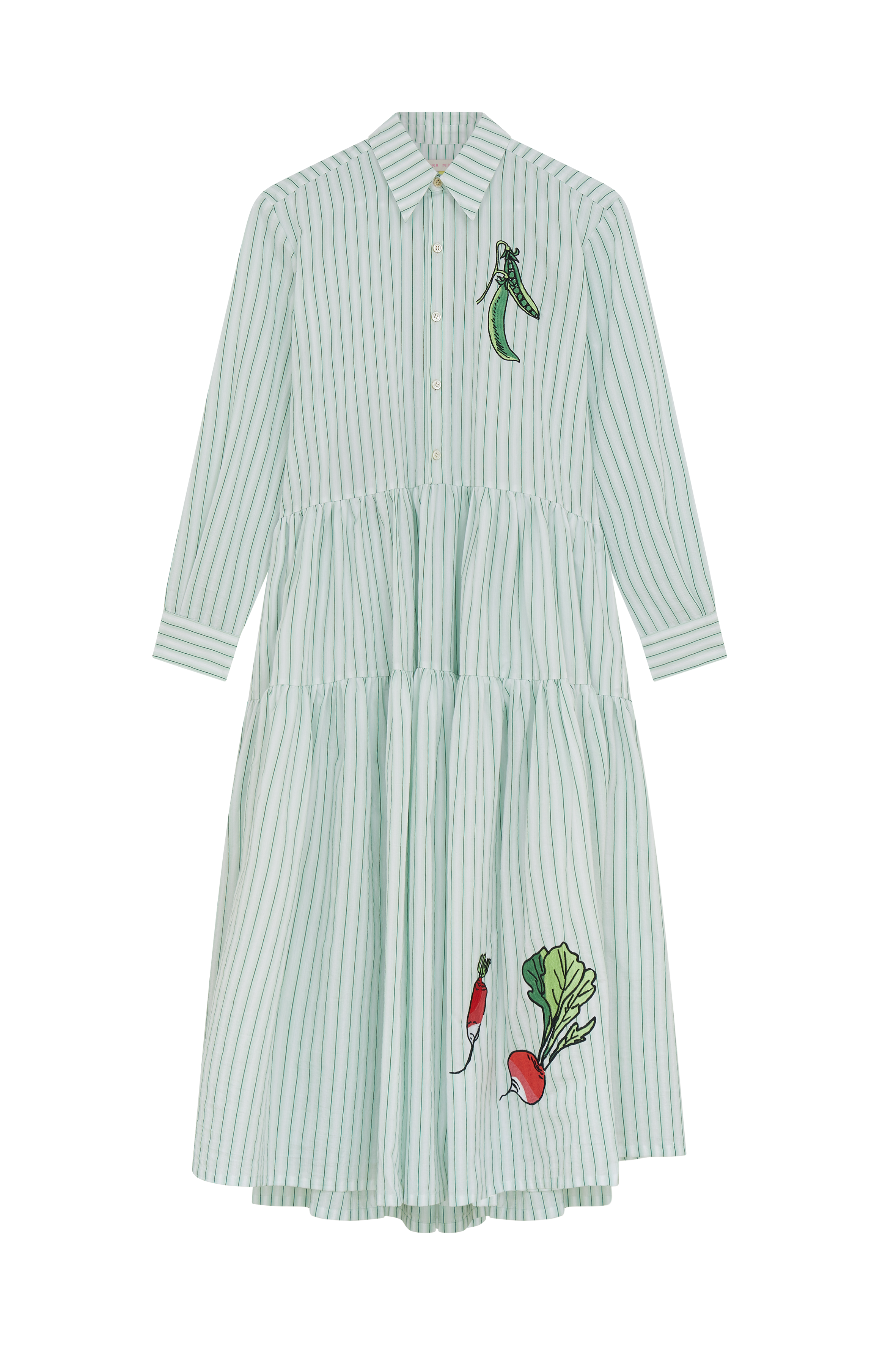 Shirt Dress with Vegetable Embroideries 