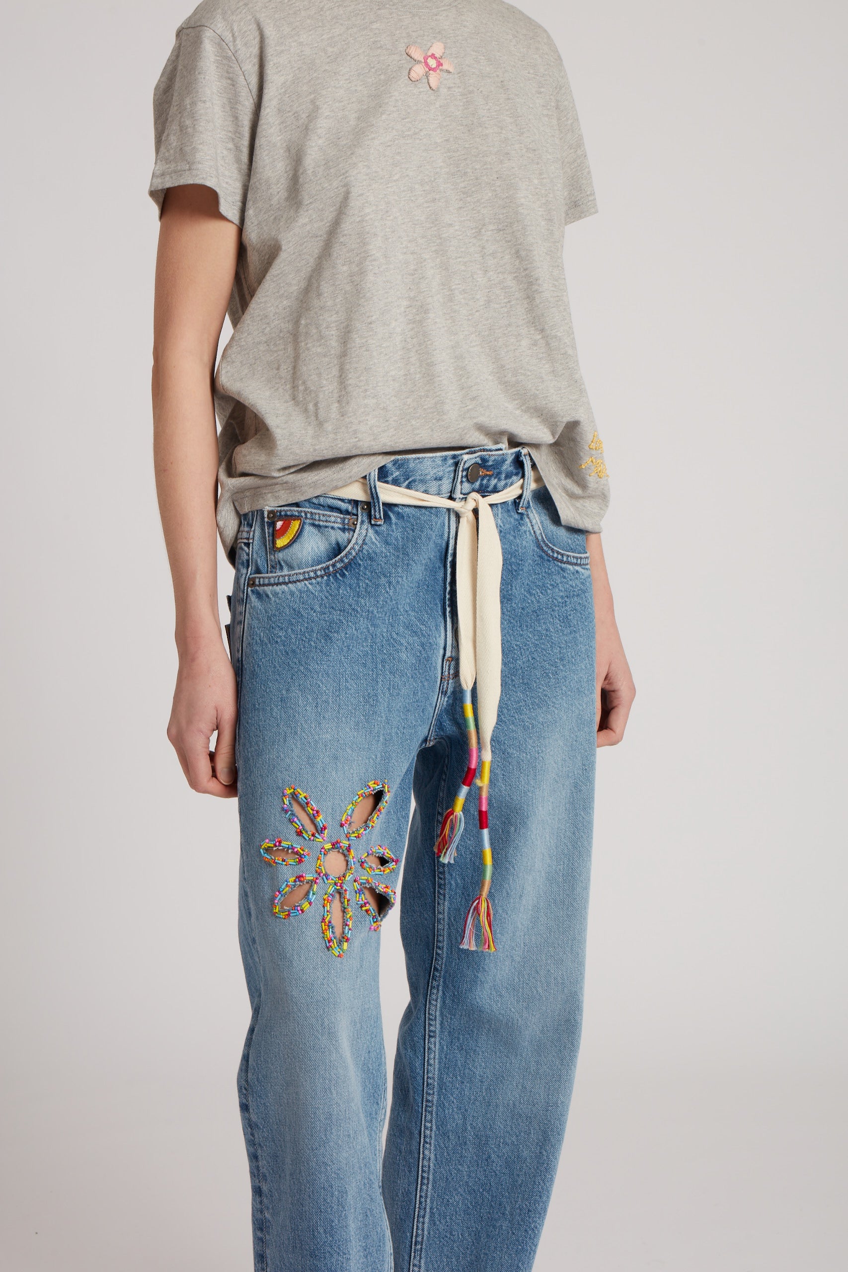 Cut-Out Flower Jeans 