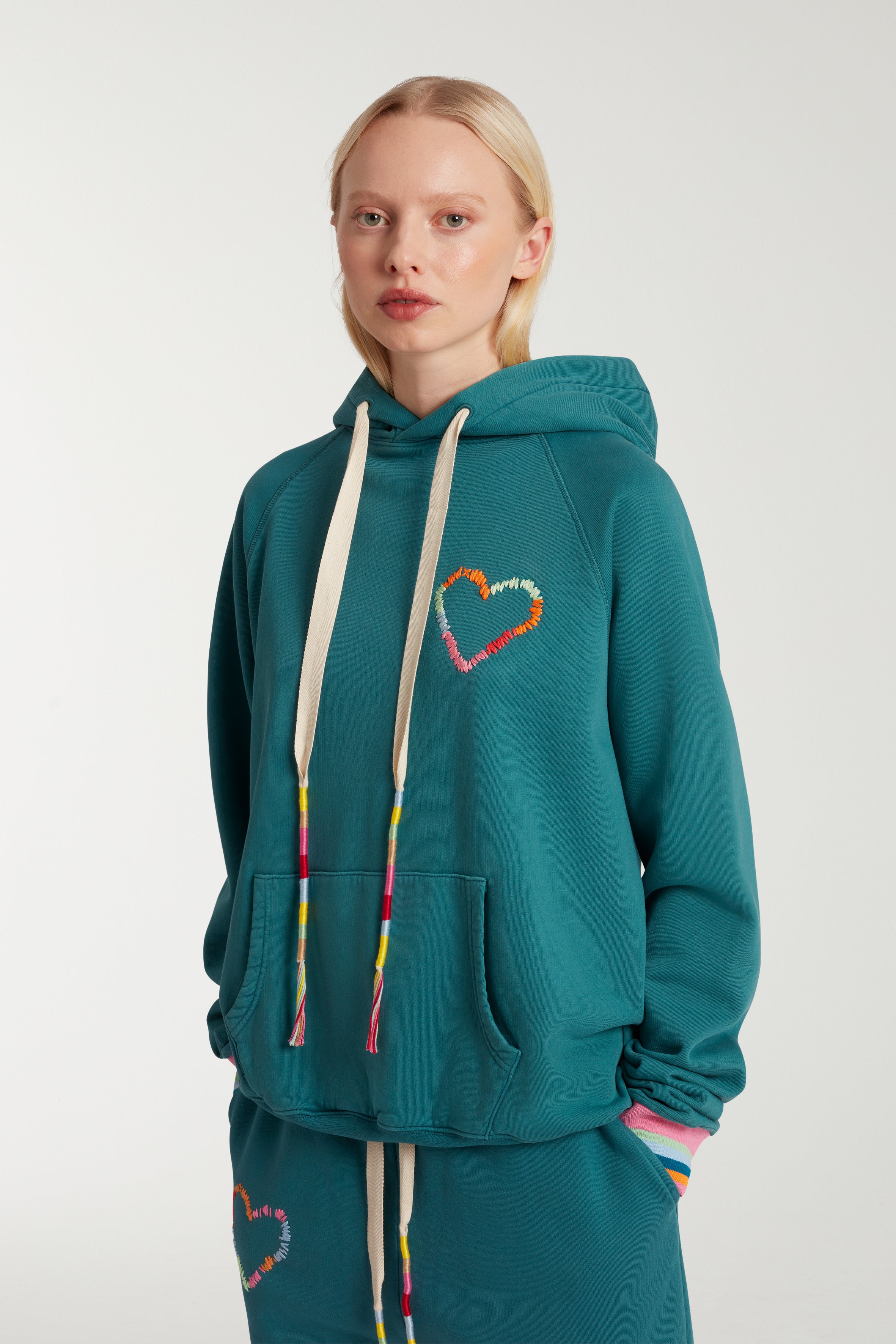 Heart Embroidered Hoodie 