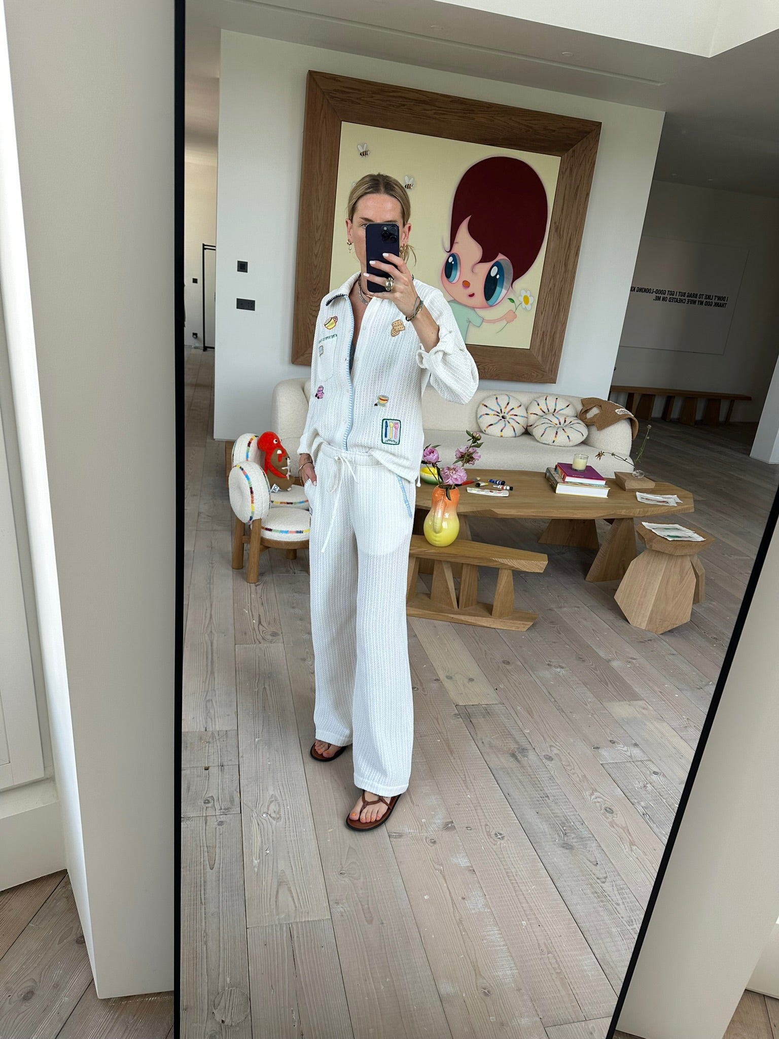 Crochet Trousers With Embroidered Patches