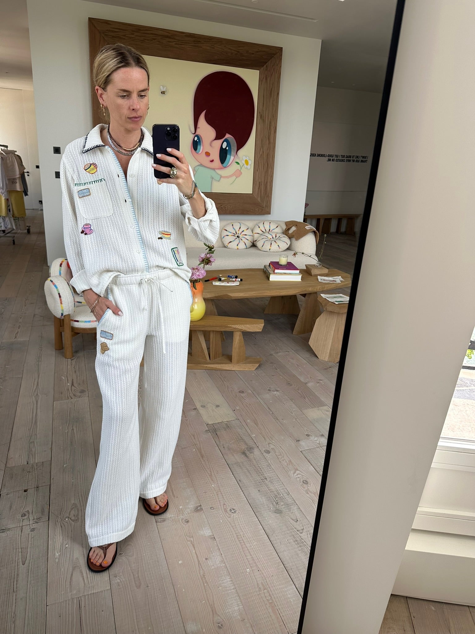 Crochet Trousers With Embroidered Patches