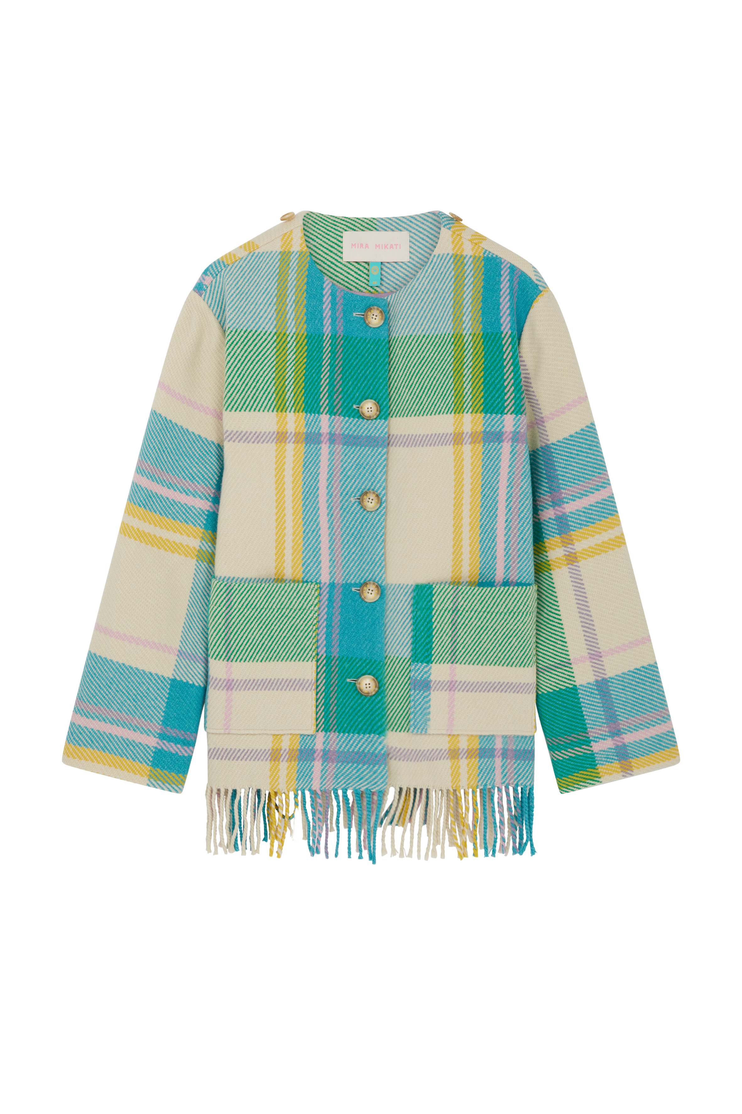 Short Check Blanket Scarf Coat 