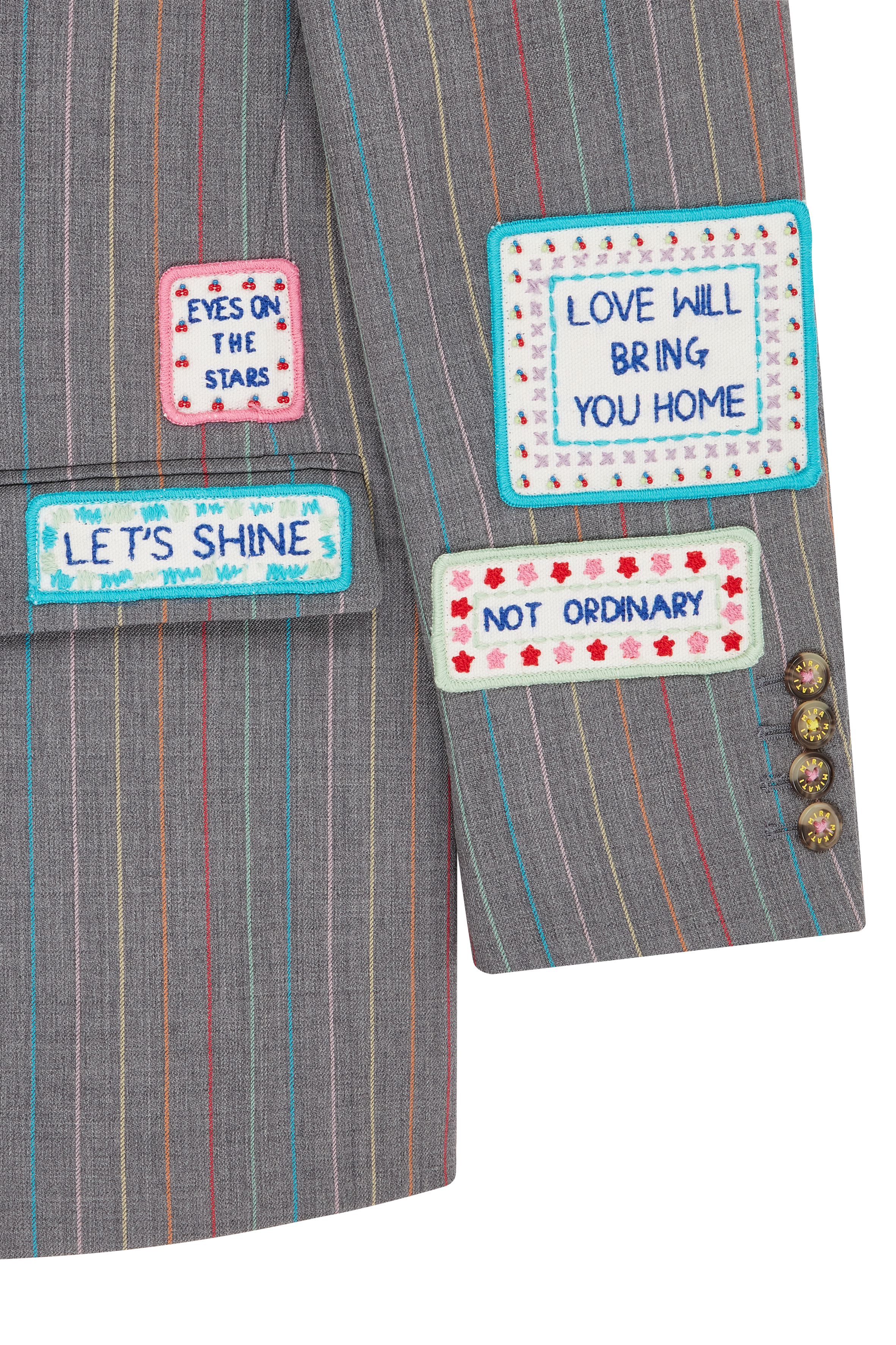 Embroidered Word Patch Single Breasted Jacket 