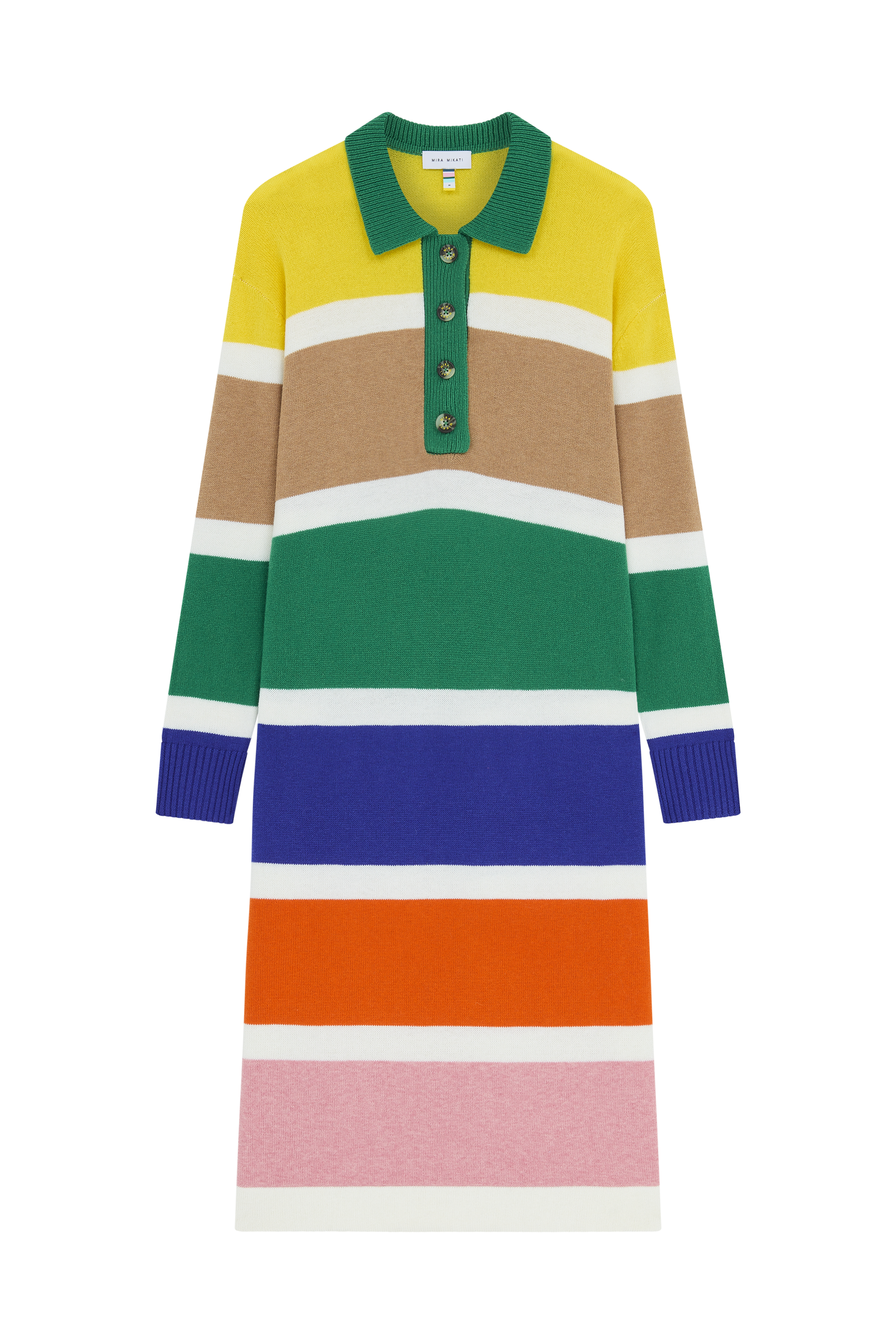 Striped Knit Polo Shirt Dress 