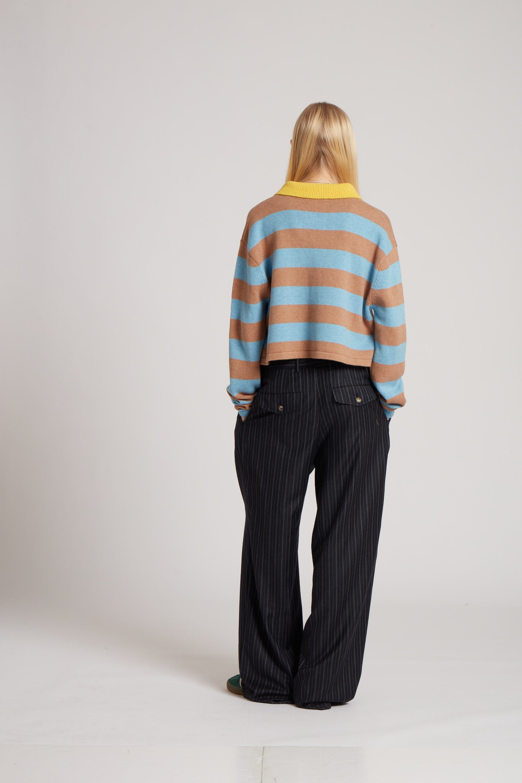 Striped Knit Polo Shirt 