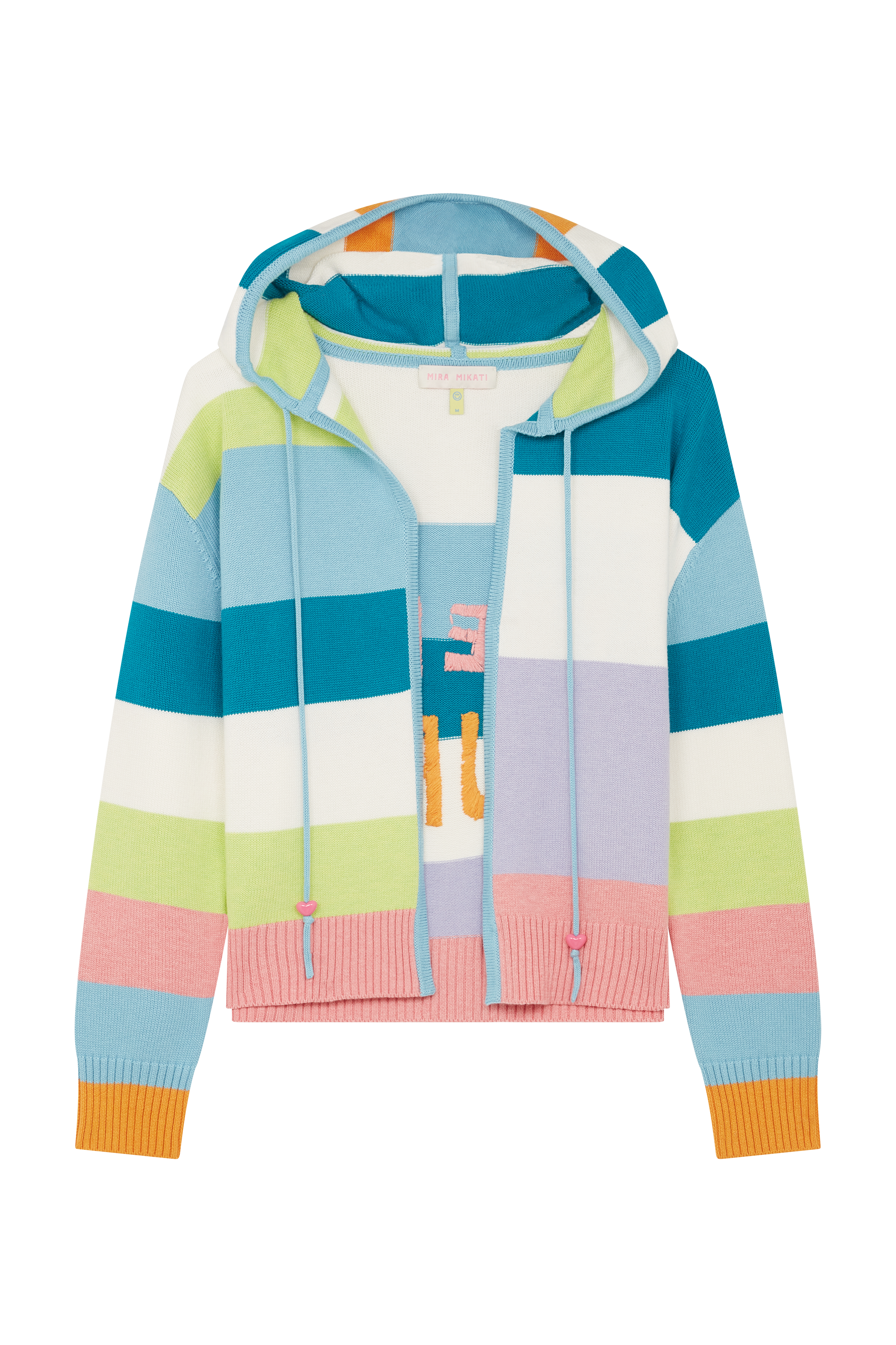 Embroidered Striped Open Cardigan 