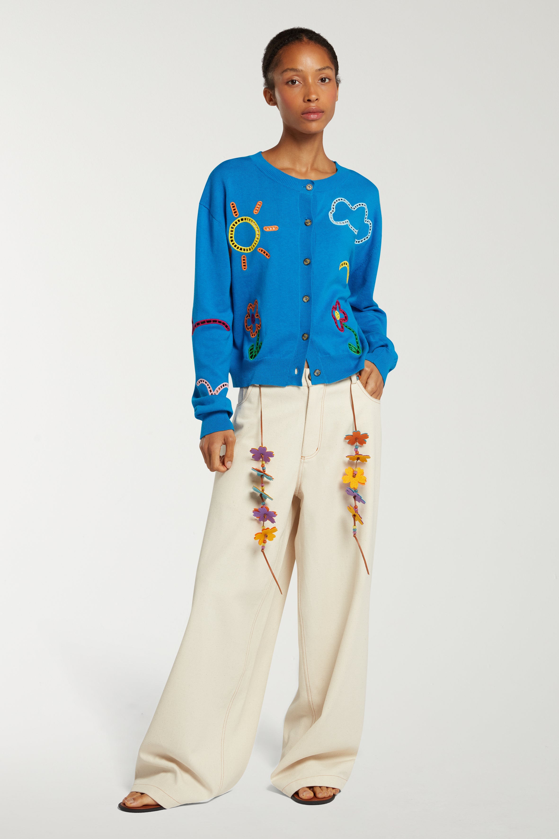 Cardigan With Cut Out Embroidery