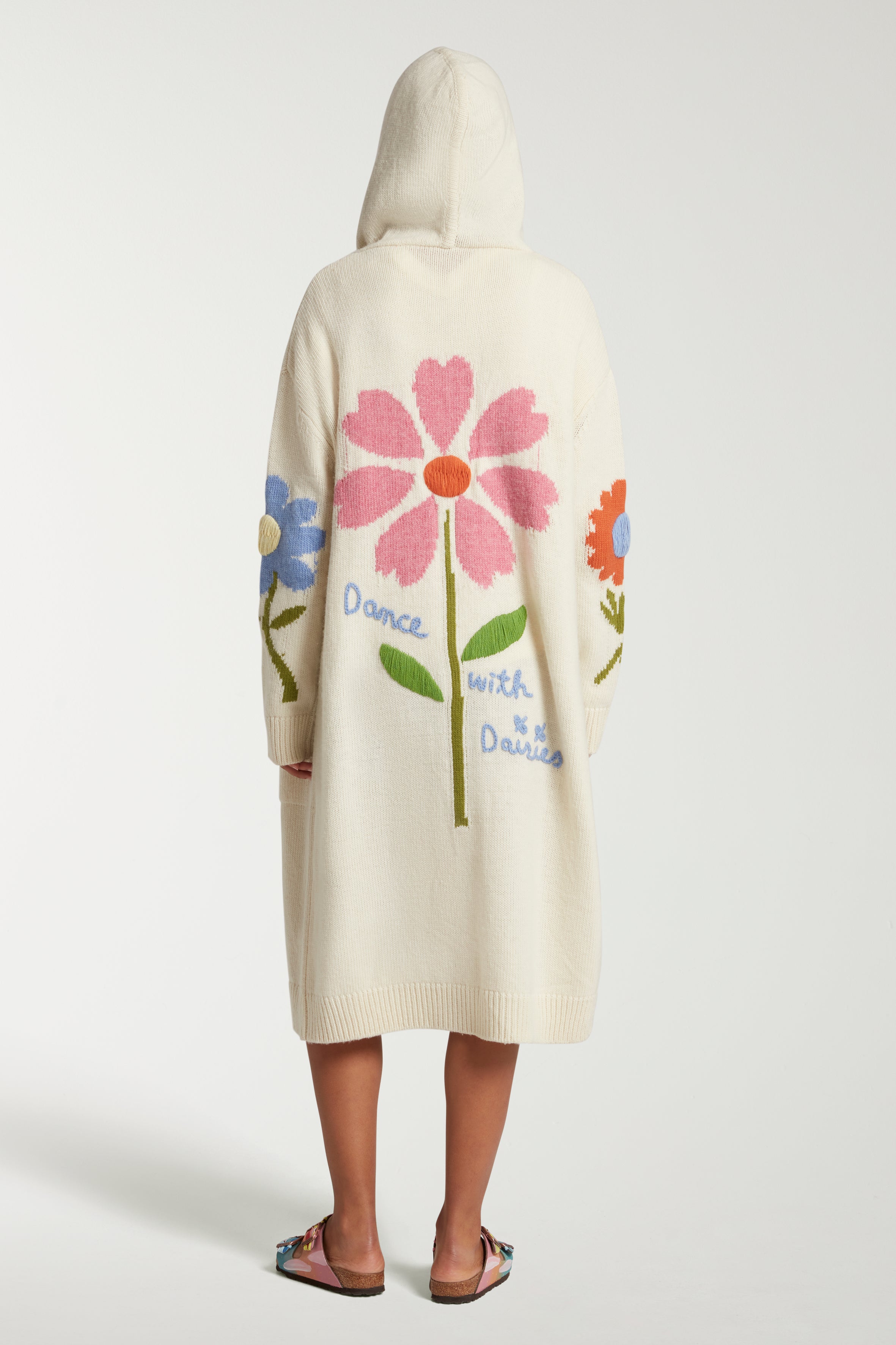 Embroidered Floral Long Cardigan 