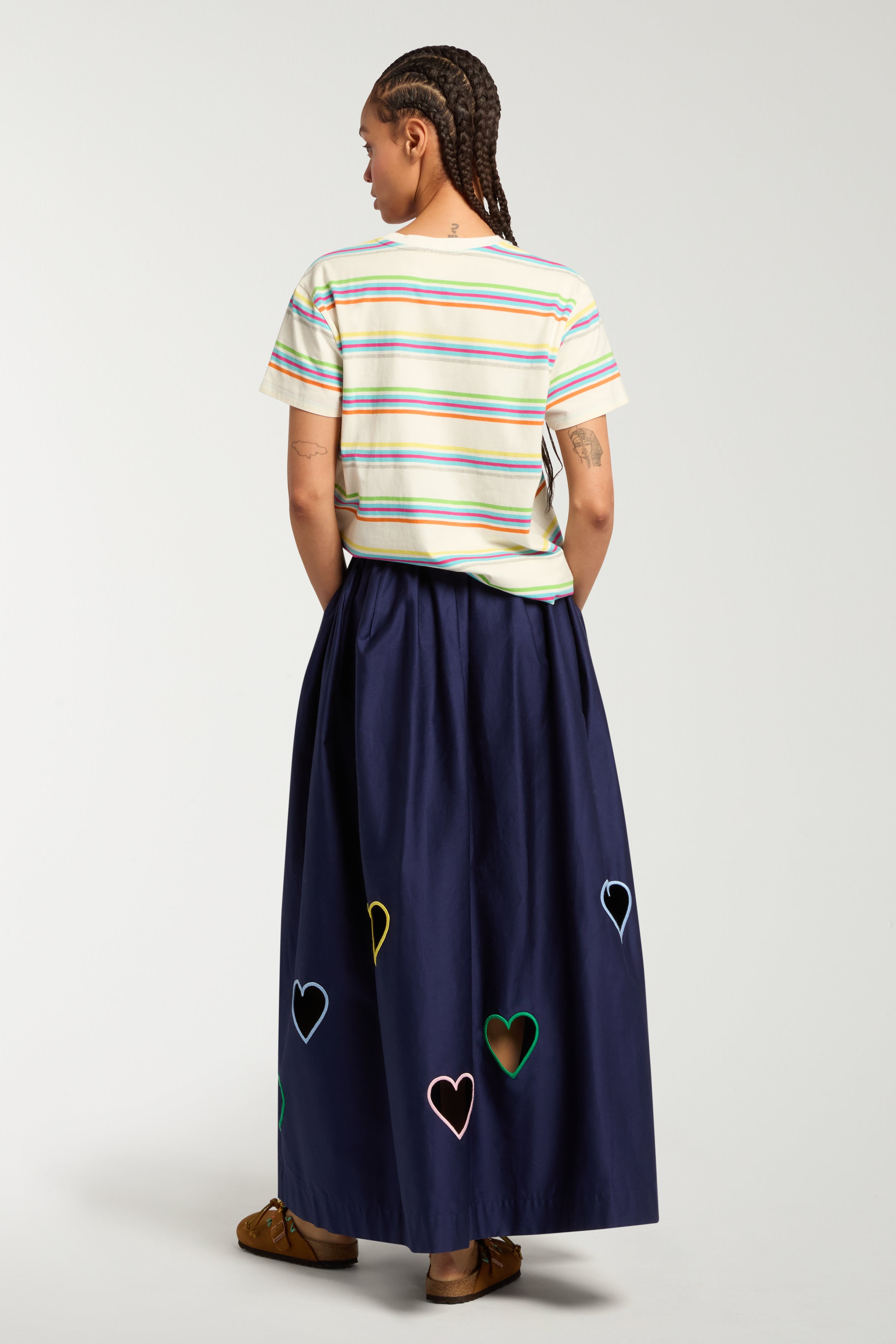 Stripey Tee With Heart Embroidery