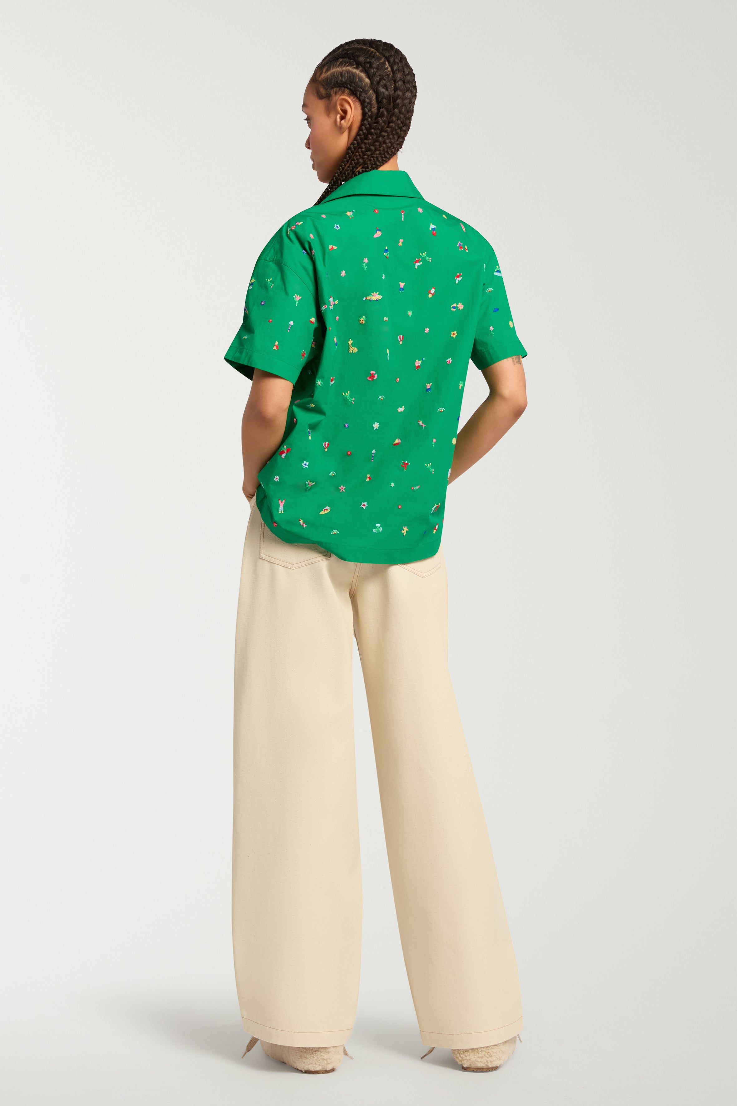 Relaxed Cotton Trousers With Plait Belt