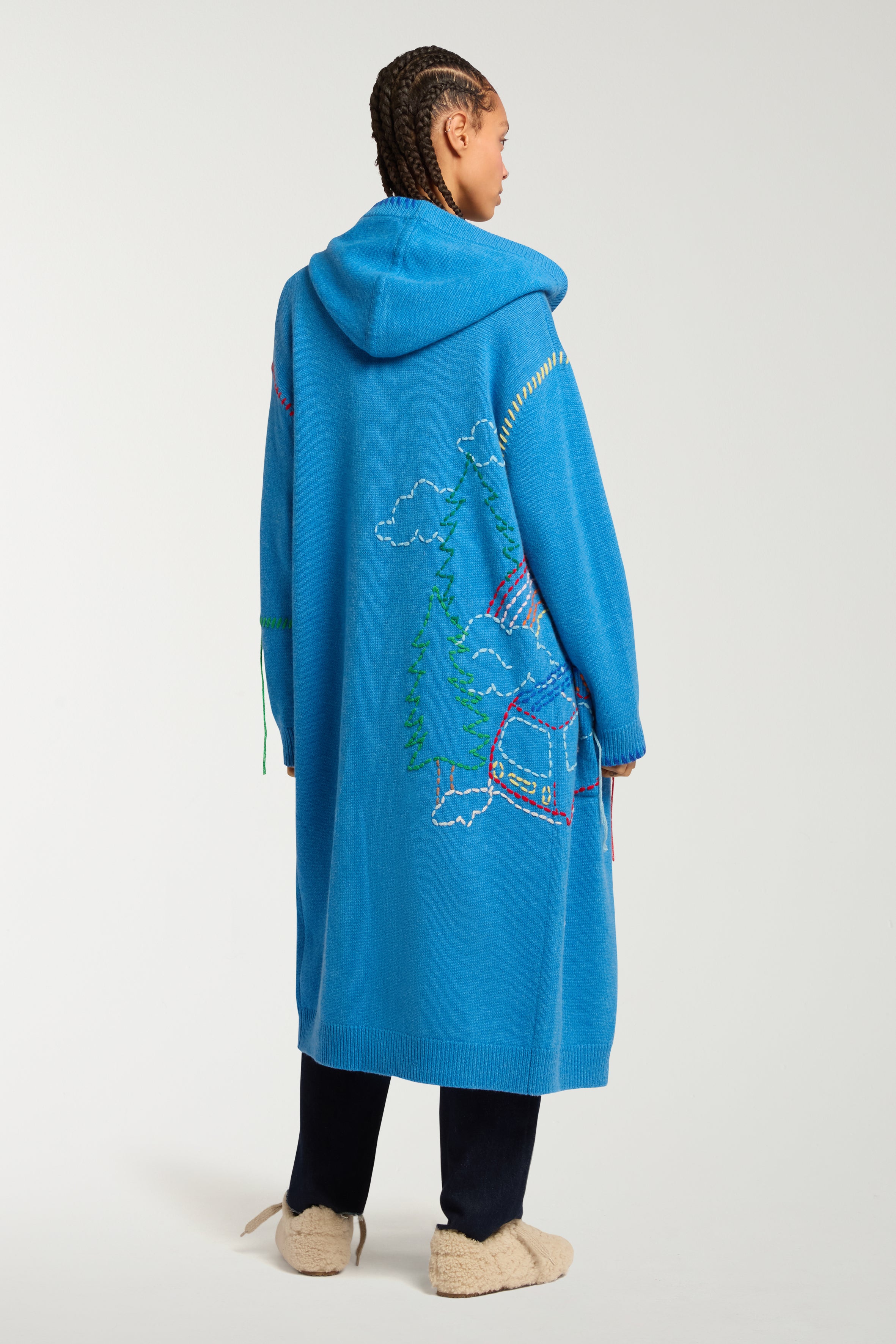 Embroidered Long Cardigan